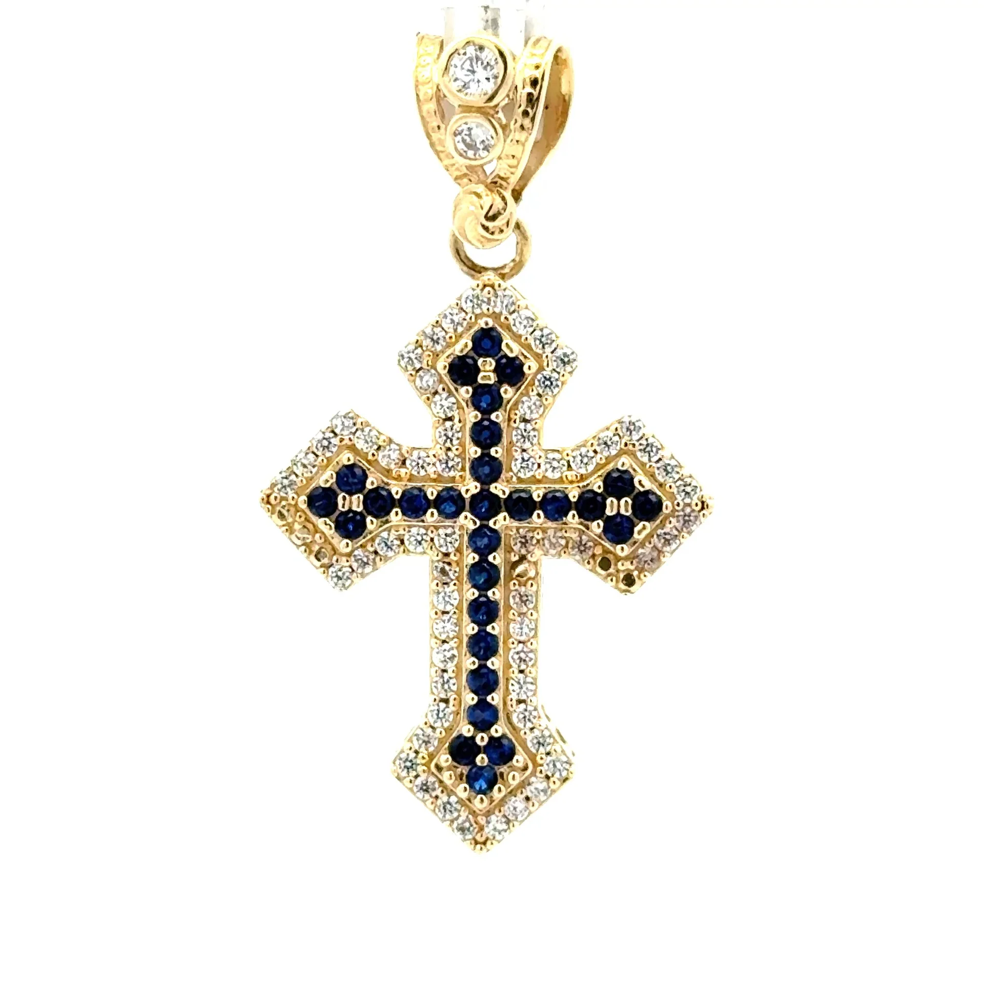 Pendant CZ-Iced with Pink Angular Cross 41.5 10K - Image 2