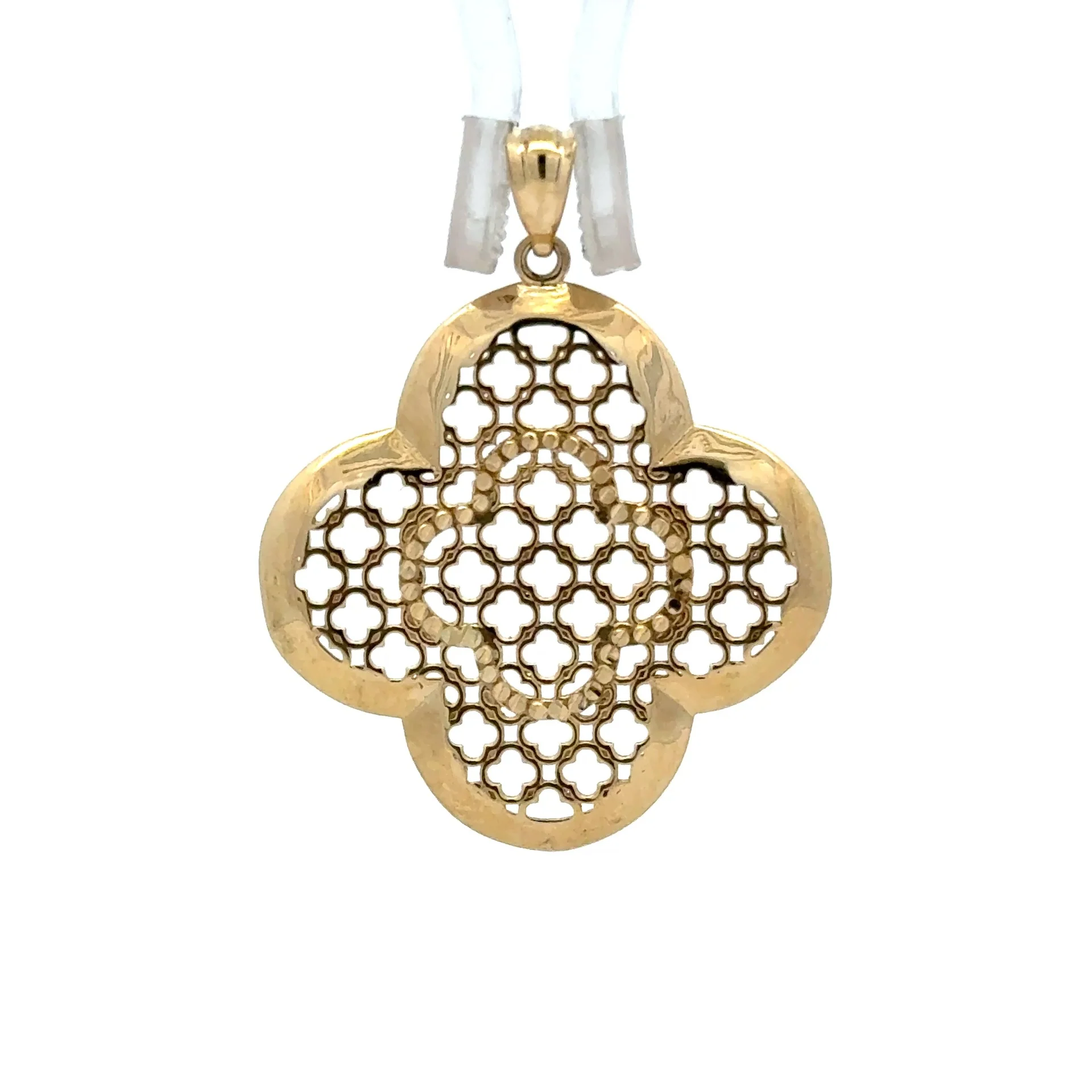 Pendant Filigree Quatrefoil Medallion 33 10K - Image 2