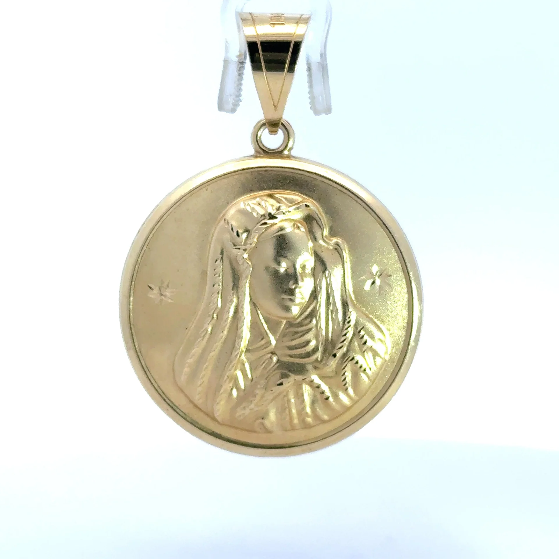 Pendant Hollow DBL-Sided Medallion with V.Mary/Madonna 58 10K
