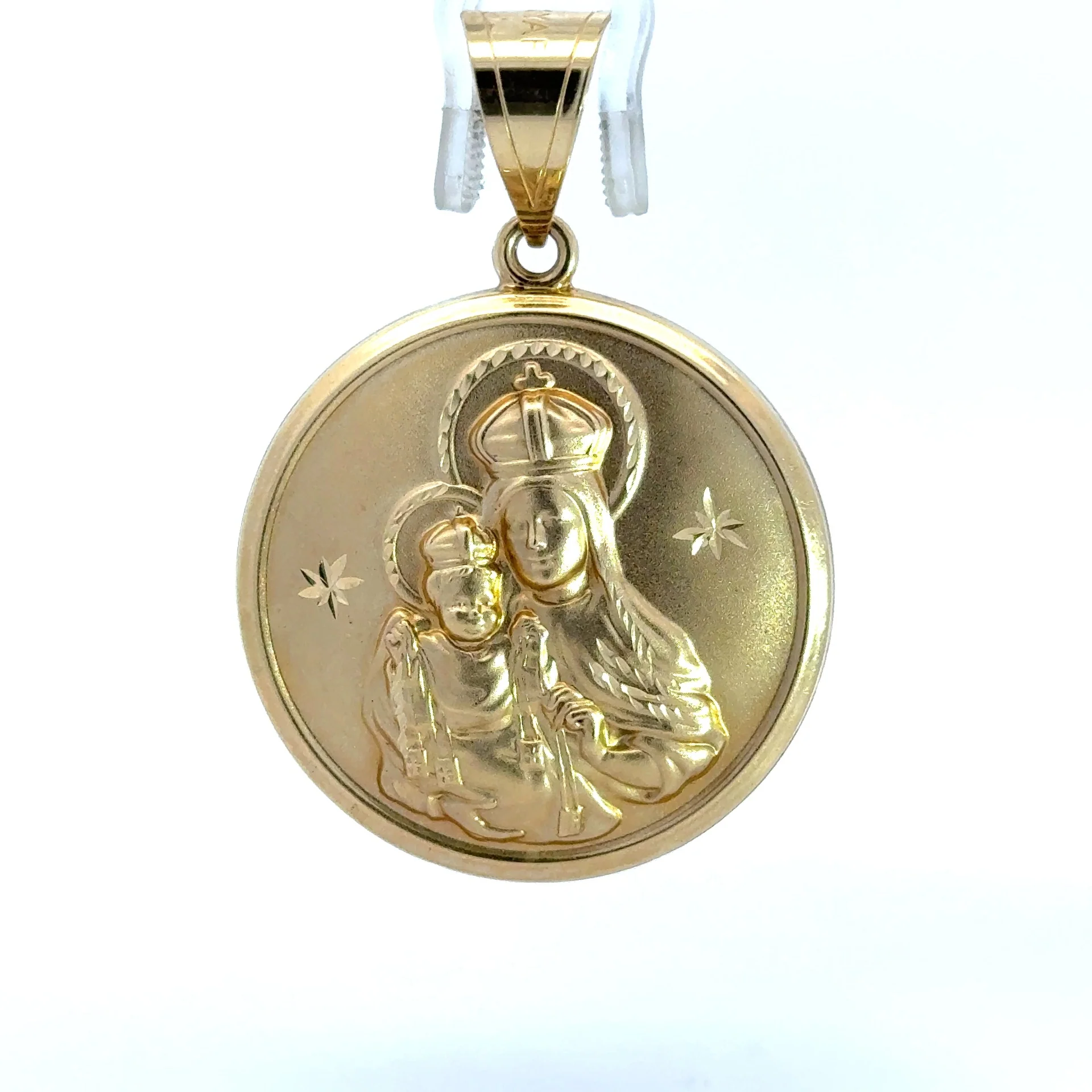Pendant Hollow DBL-Sided Medallion with V.Mary/Madonna 58 10K - Image 2