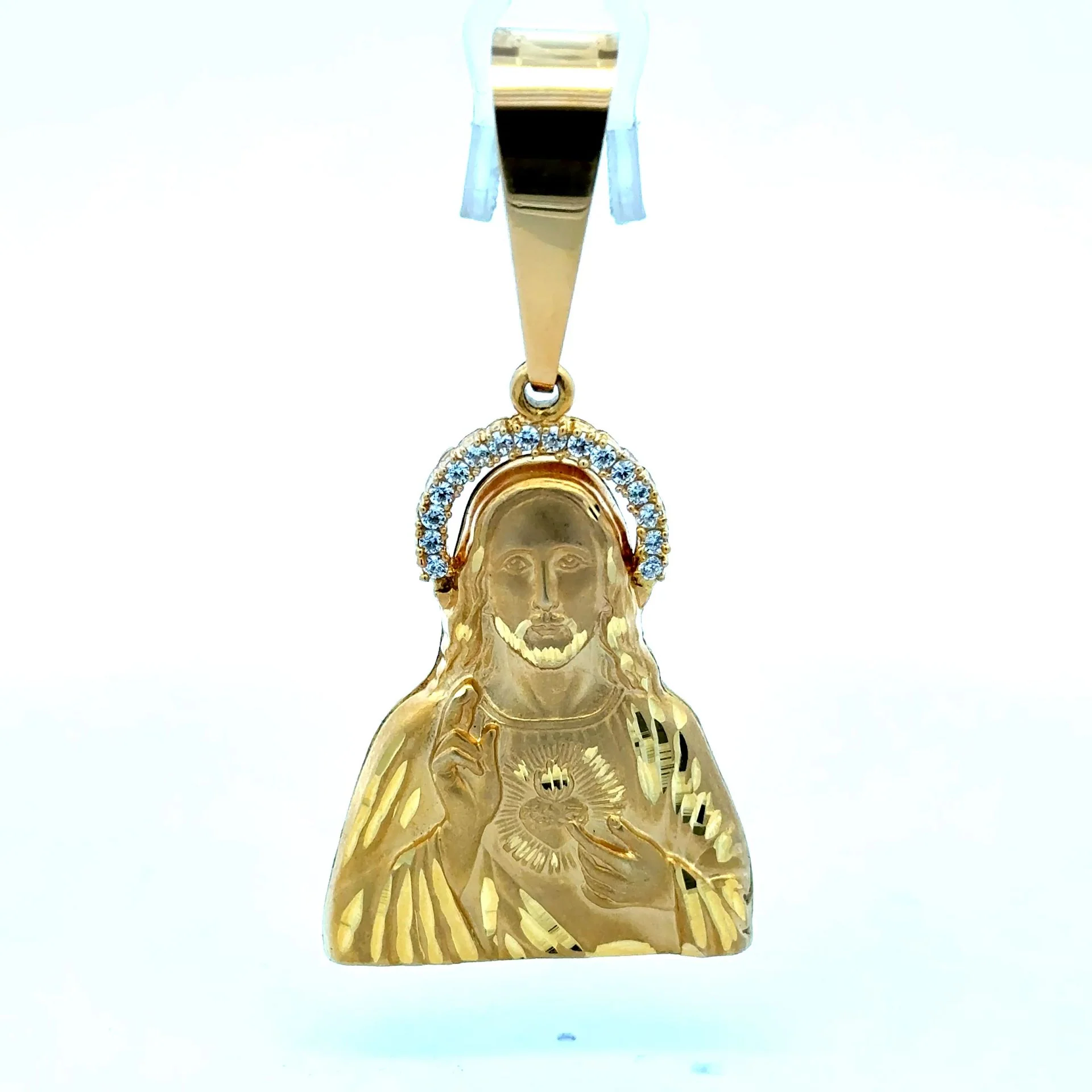 Pendant Jesus’ Blessing with CZ Halo 67.5 10K - Image 3
