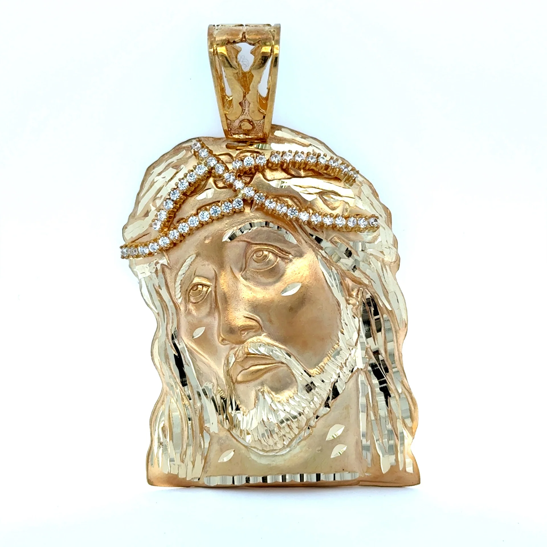 Pendant Jesus Face with Crown of CZ Thorns 96.5 10K - Image 2