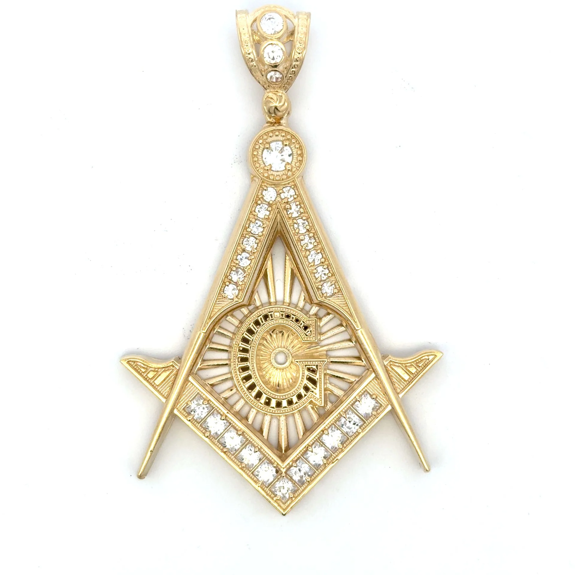 Pendant Masonic Square & Compass with CZ 83 10K - Image 7