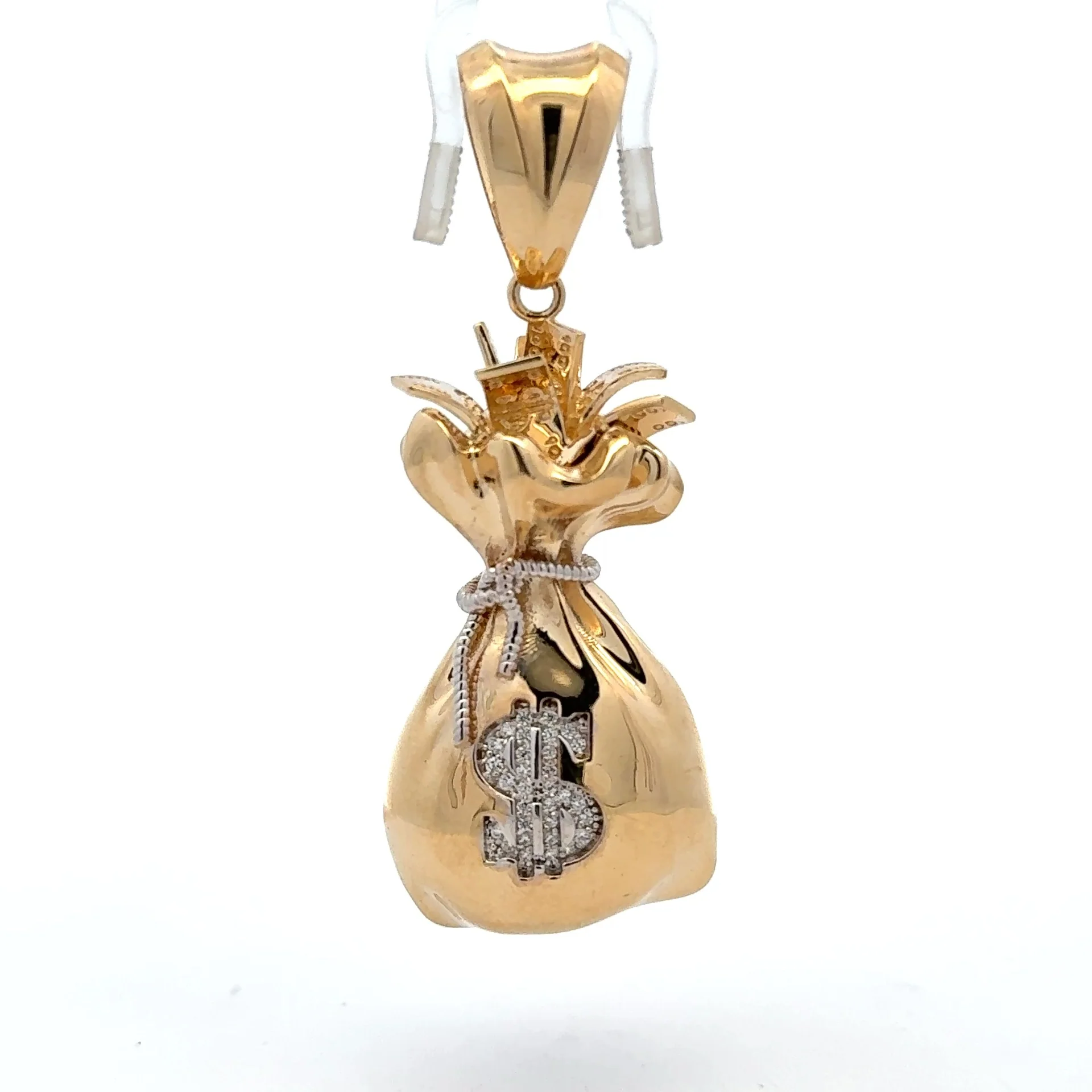 Pendant Money Bag with CZ Dollar Sign 63.5 10K - Image 2