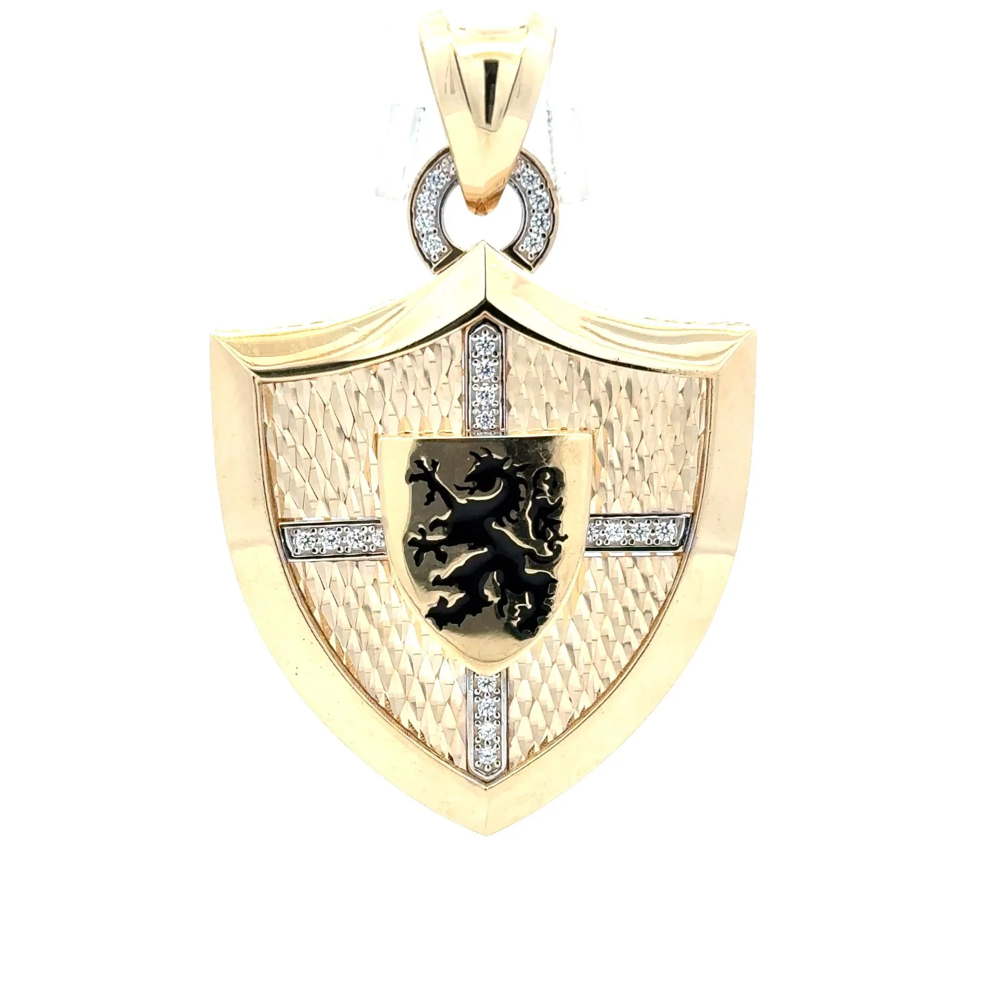 Pendant Mythical Shadow in Hard Textured Shield with CZ 61 10K - Image 7