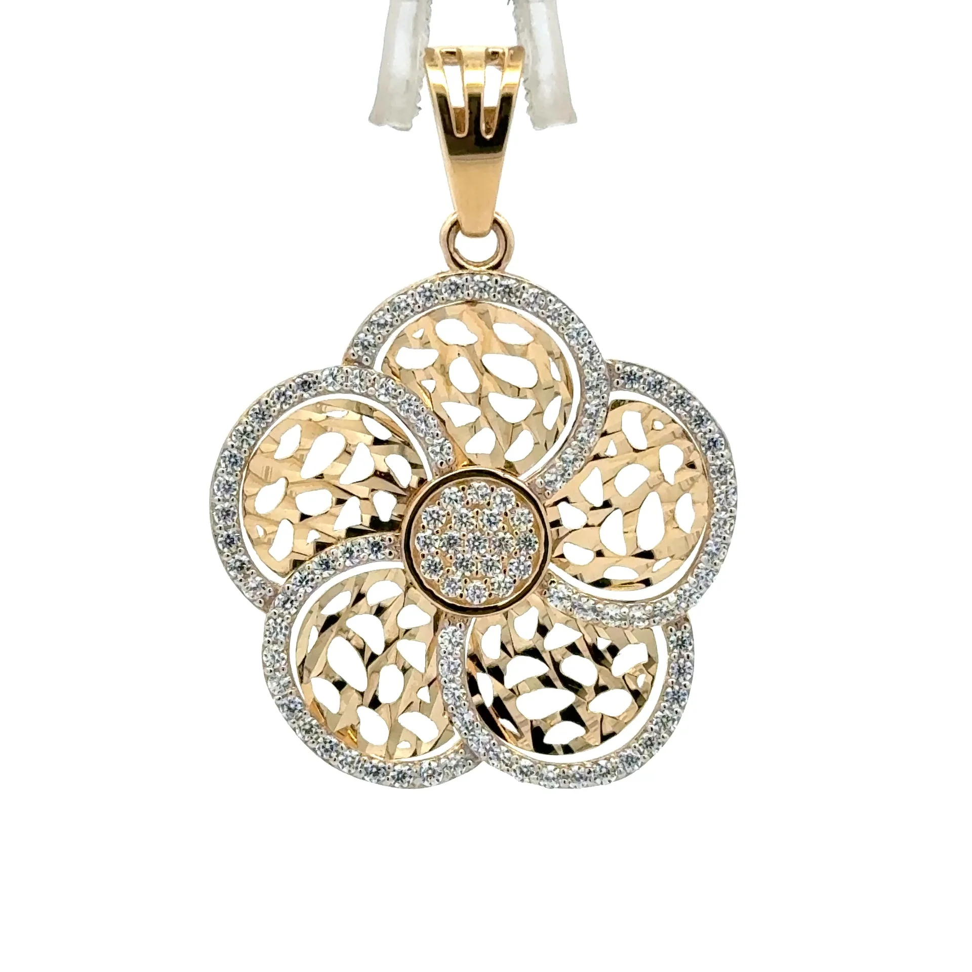 Pendant Openwork Daisy-Shaped Medallion with CZ 37 10K - Image 3