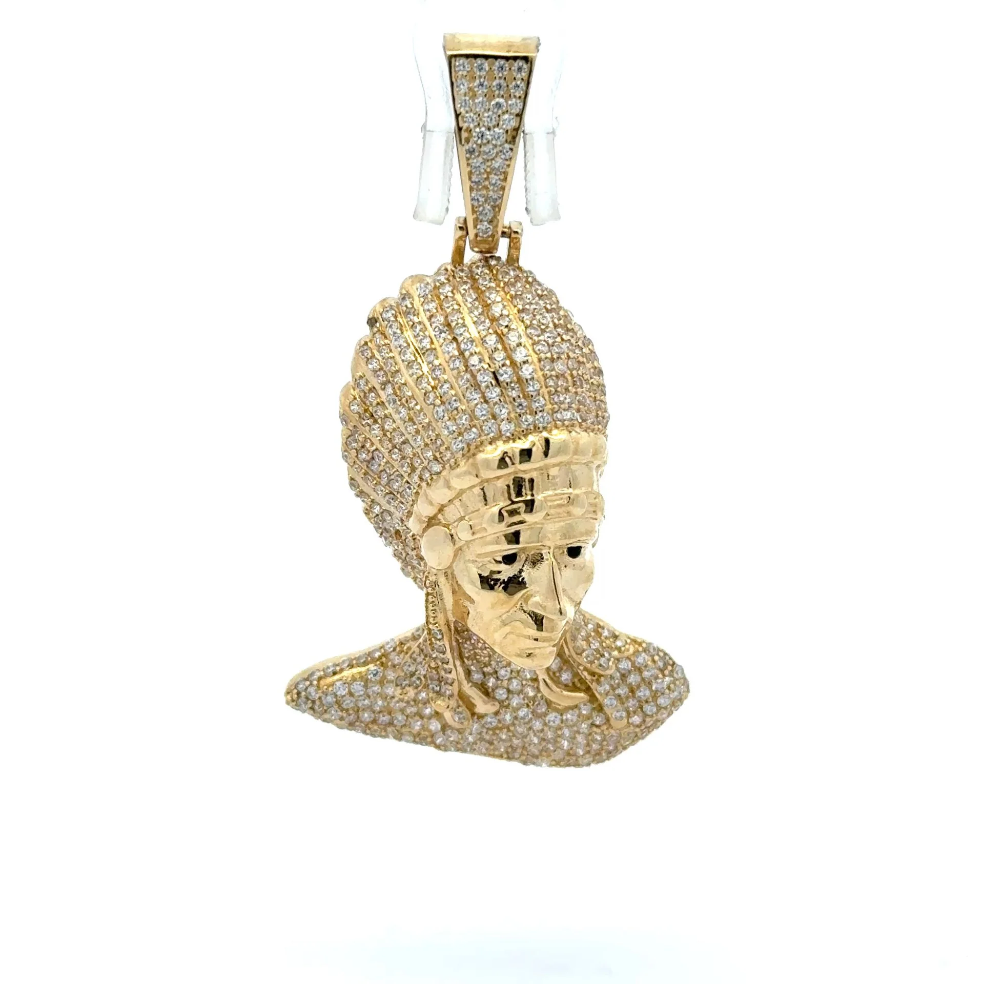 Pendant Pavé Black-Eyed Native American Bust 55.5 10K - Image 3