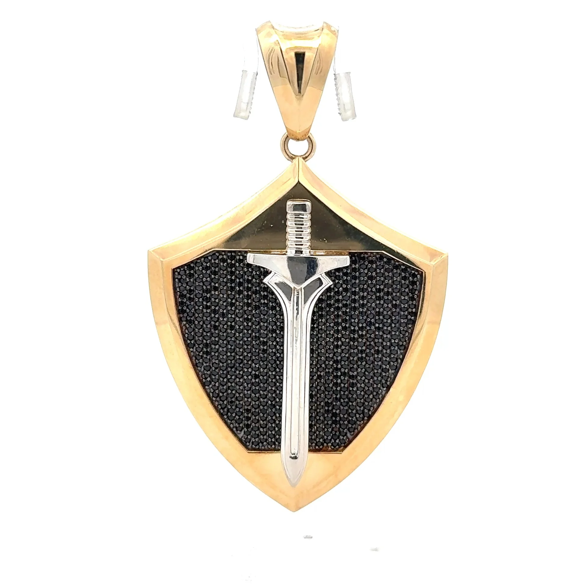 Pendant Red-Eyed Black Embellished Skull Shield 62.5 10K - Image 2