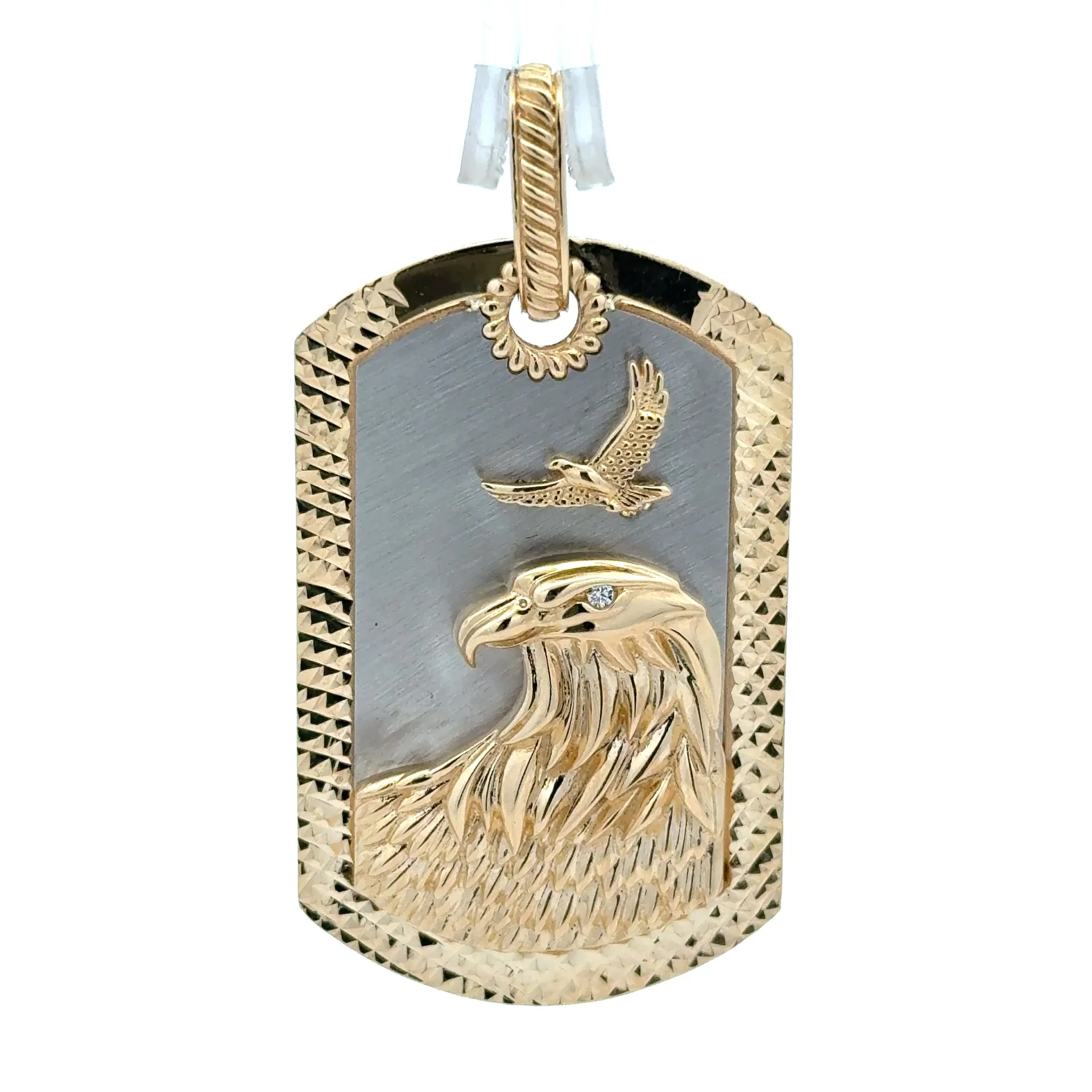 Pendant Red-Eyed Eagle’s Head in Openwork Medallion with Black CZ 50.5 10K - Image 6