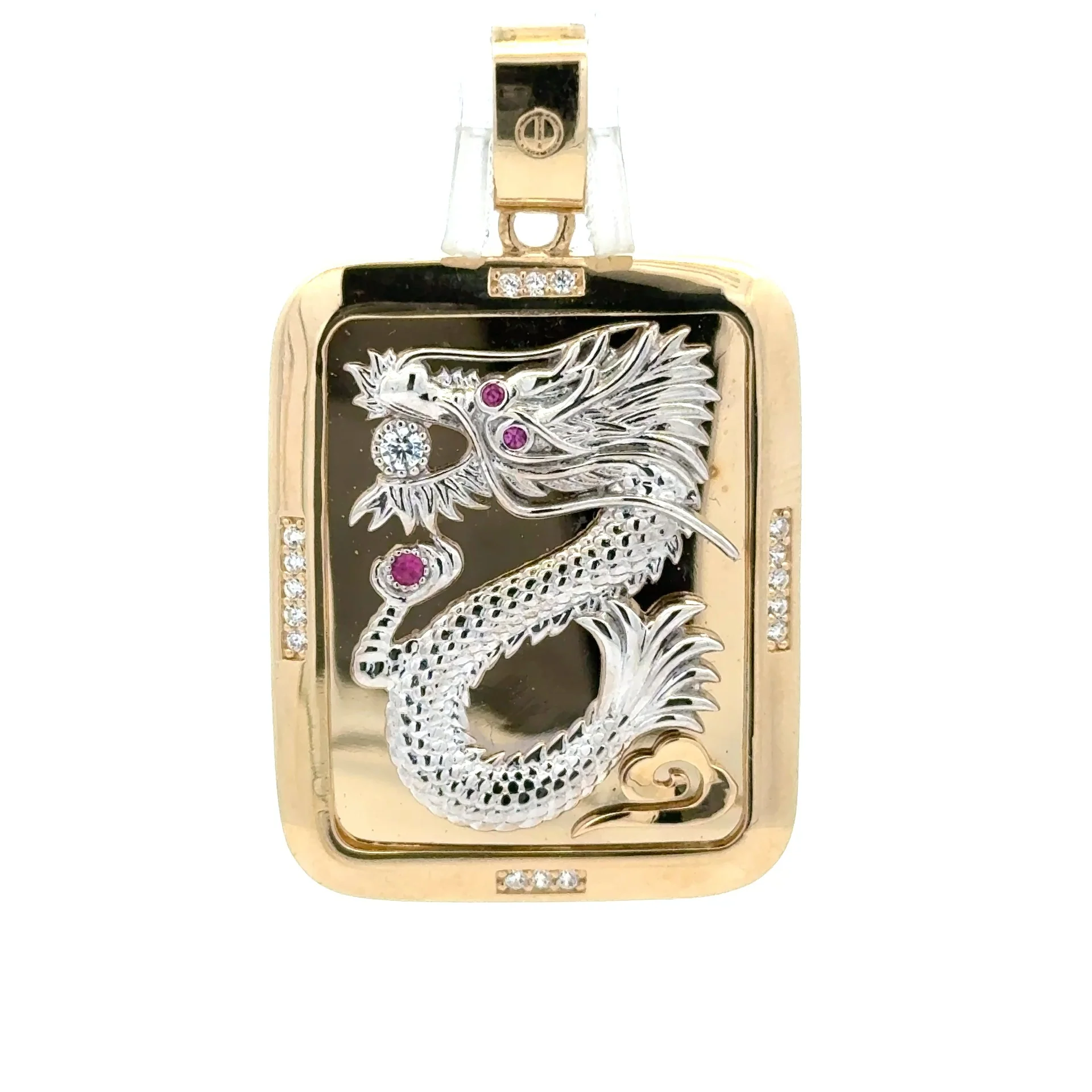 Pendant Rose-Eyed Dragon Dog Tag with CZ 47.5 10K - Image 2