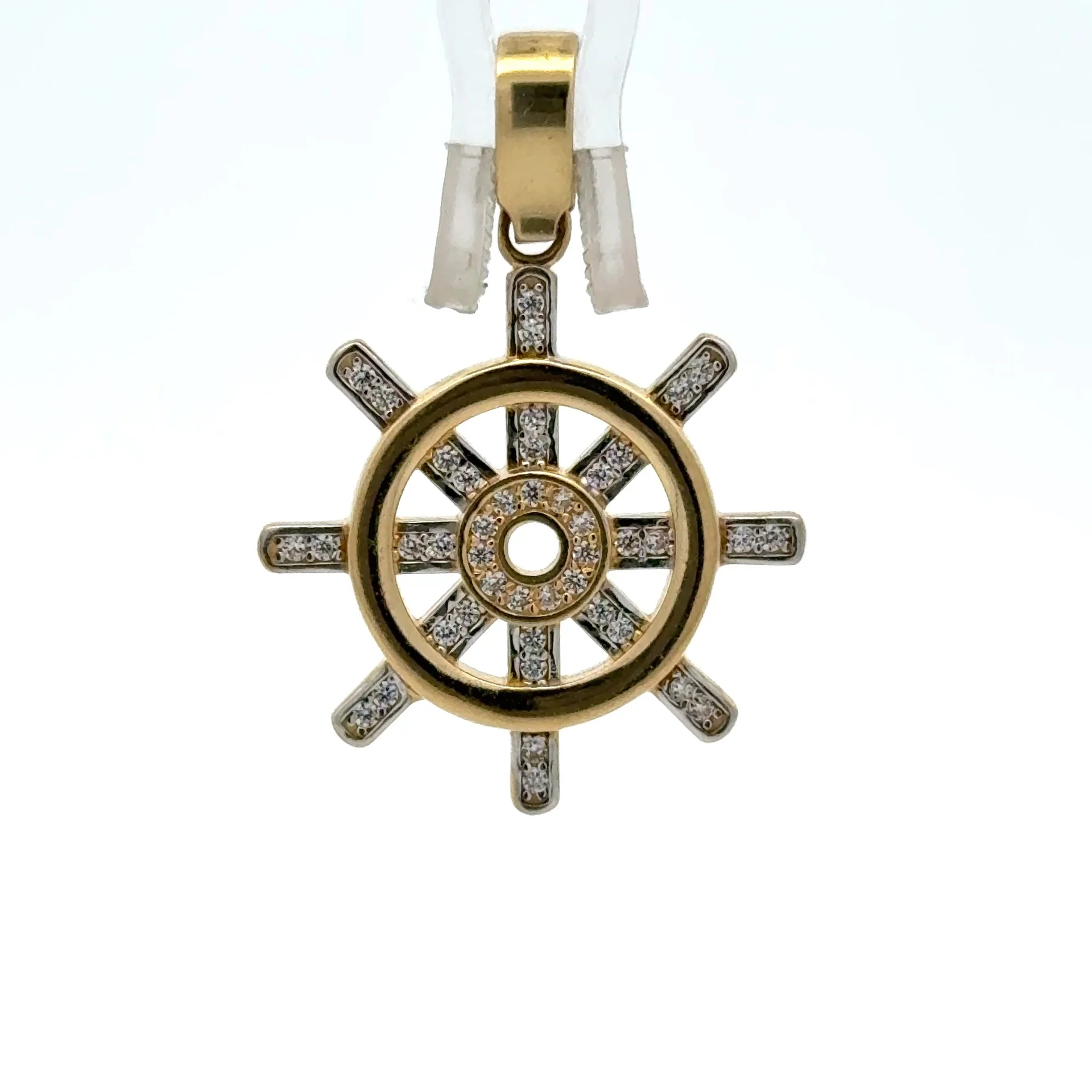 Pendant Ship’s Wheel with CZ 32.5 10K - Image 3