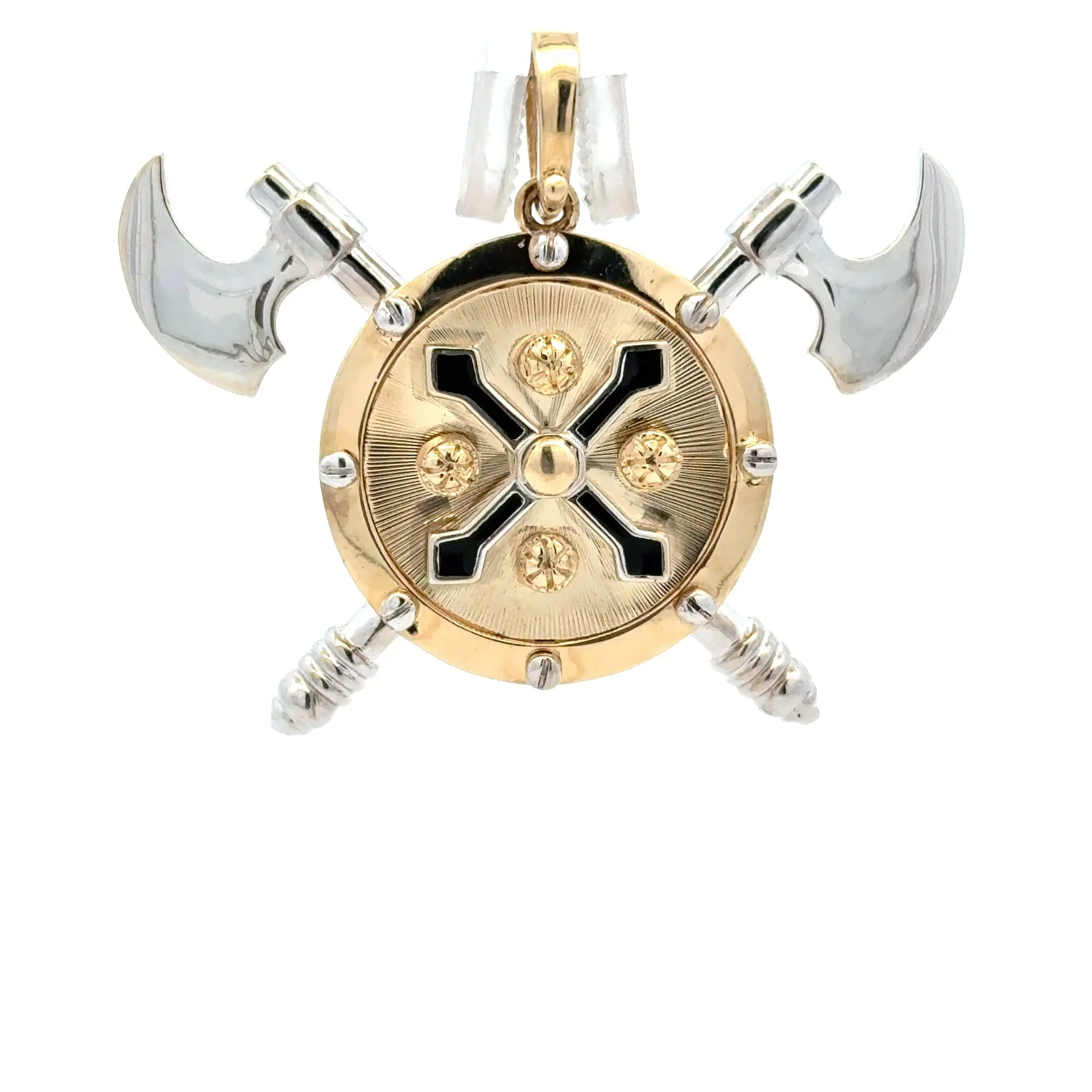 Pendant Two-Tone Oval Runic Dragon Medallion 60 10K - Image 2