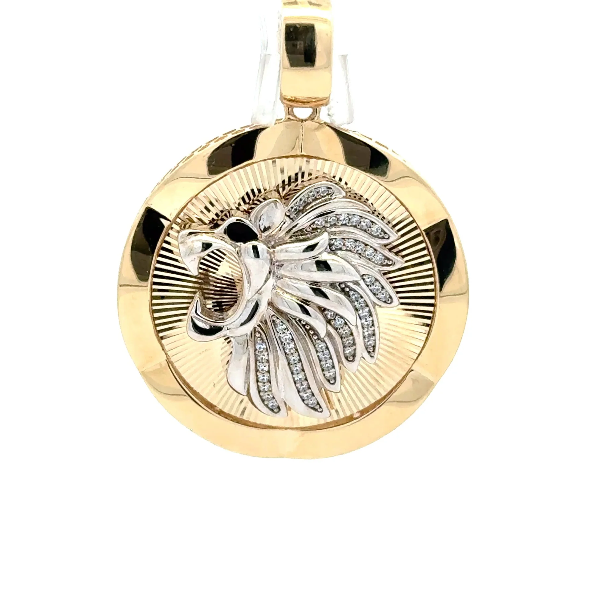 Pendant Two-Tone Roaring Lion & CZ in Medallion 46.5 10K - Image 2