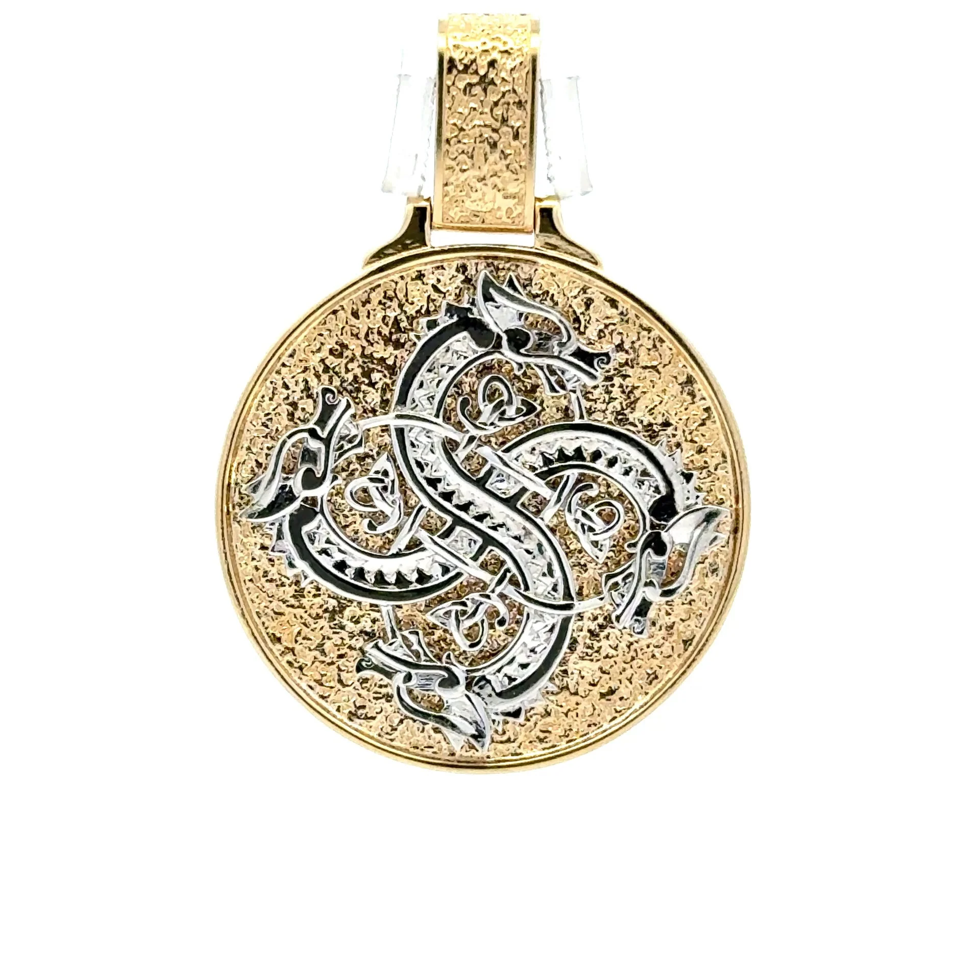Pendant Two-Tone Roaring Lion & CZ in Medallion 46.5 10K - Image 4