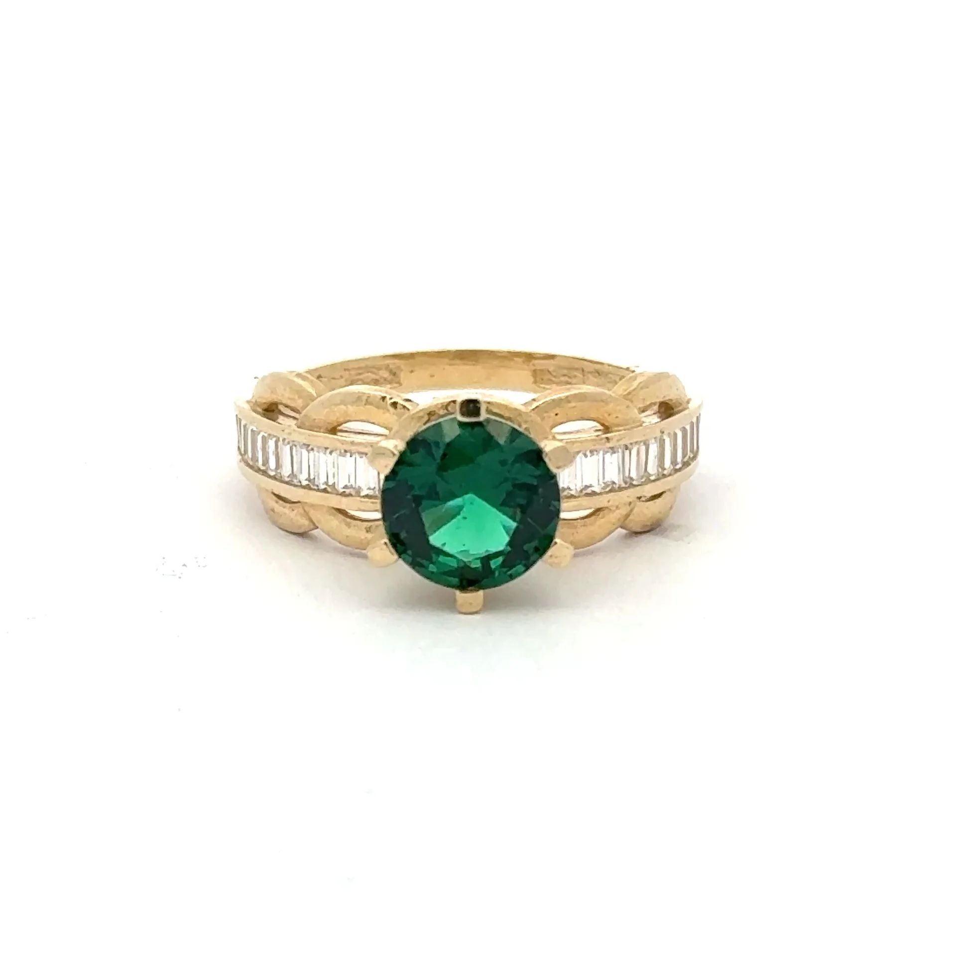 Ring Baguettes in Band with Green Stone 6.5 2mm 10K - Image 3