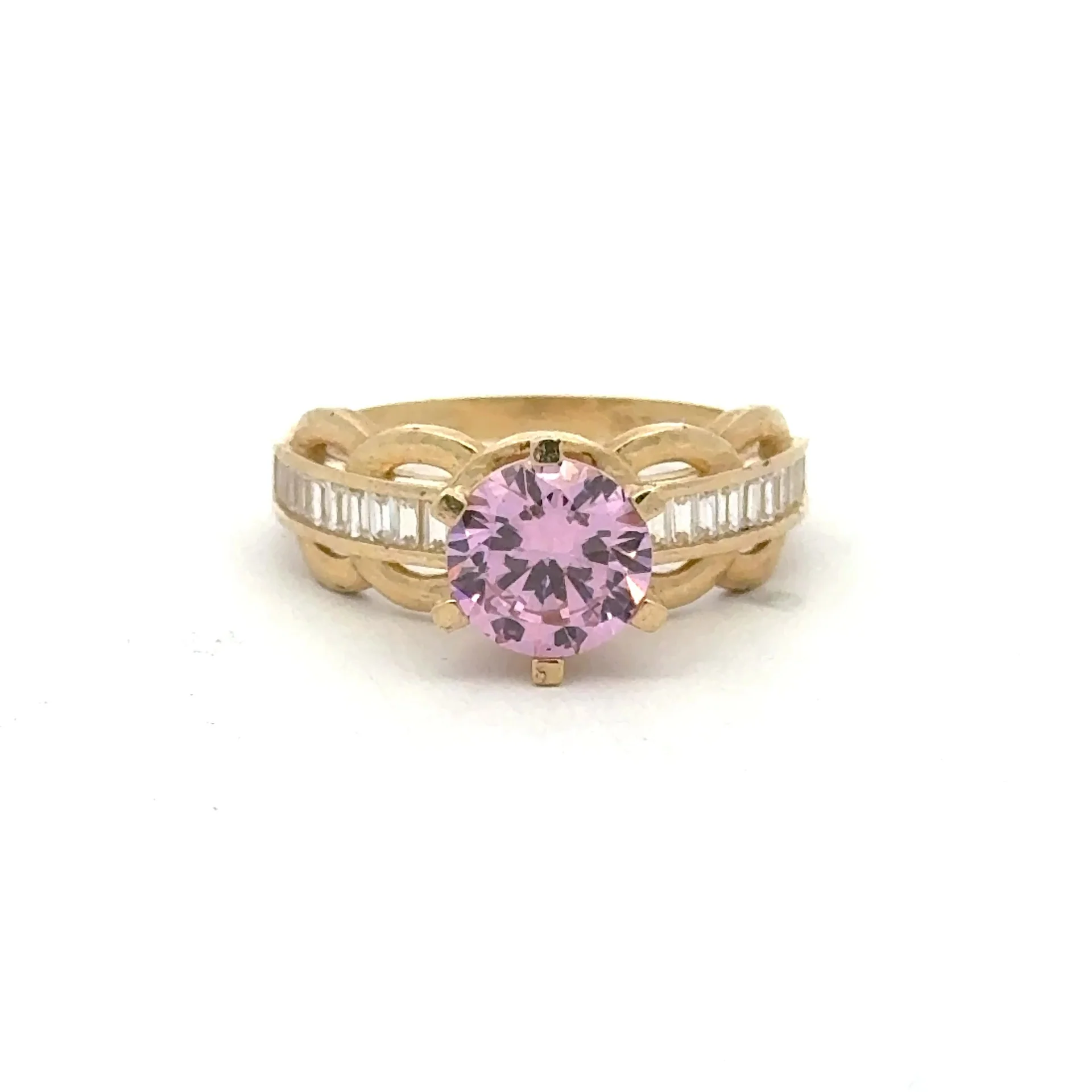 Ring Baguettes in Band with Rose Stone 7 2mm 10K - Image 4