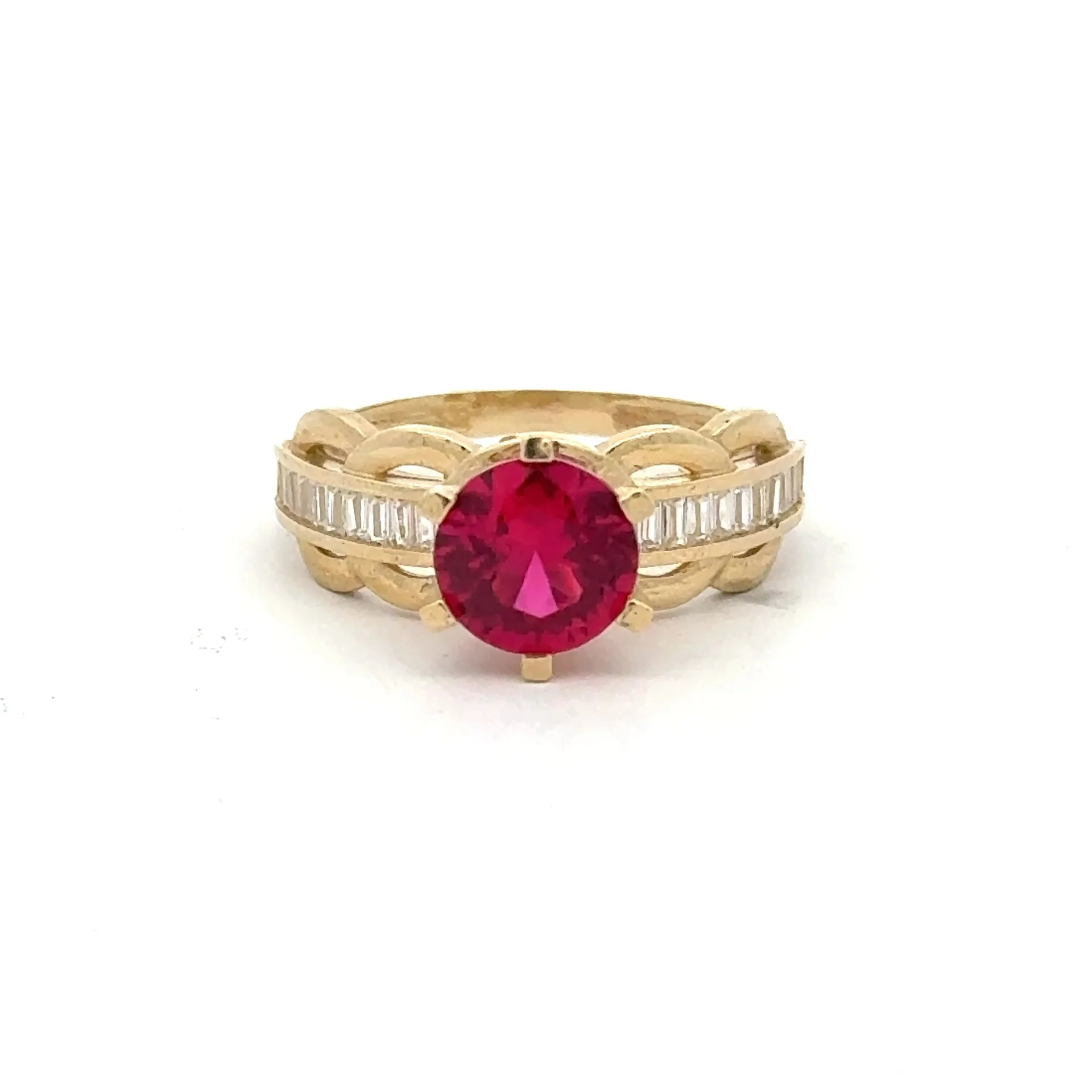 Ring Baguettes in Band with Wine Stone 6.5 2mm 10K - Image 2