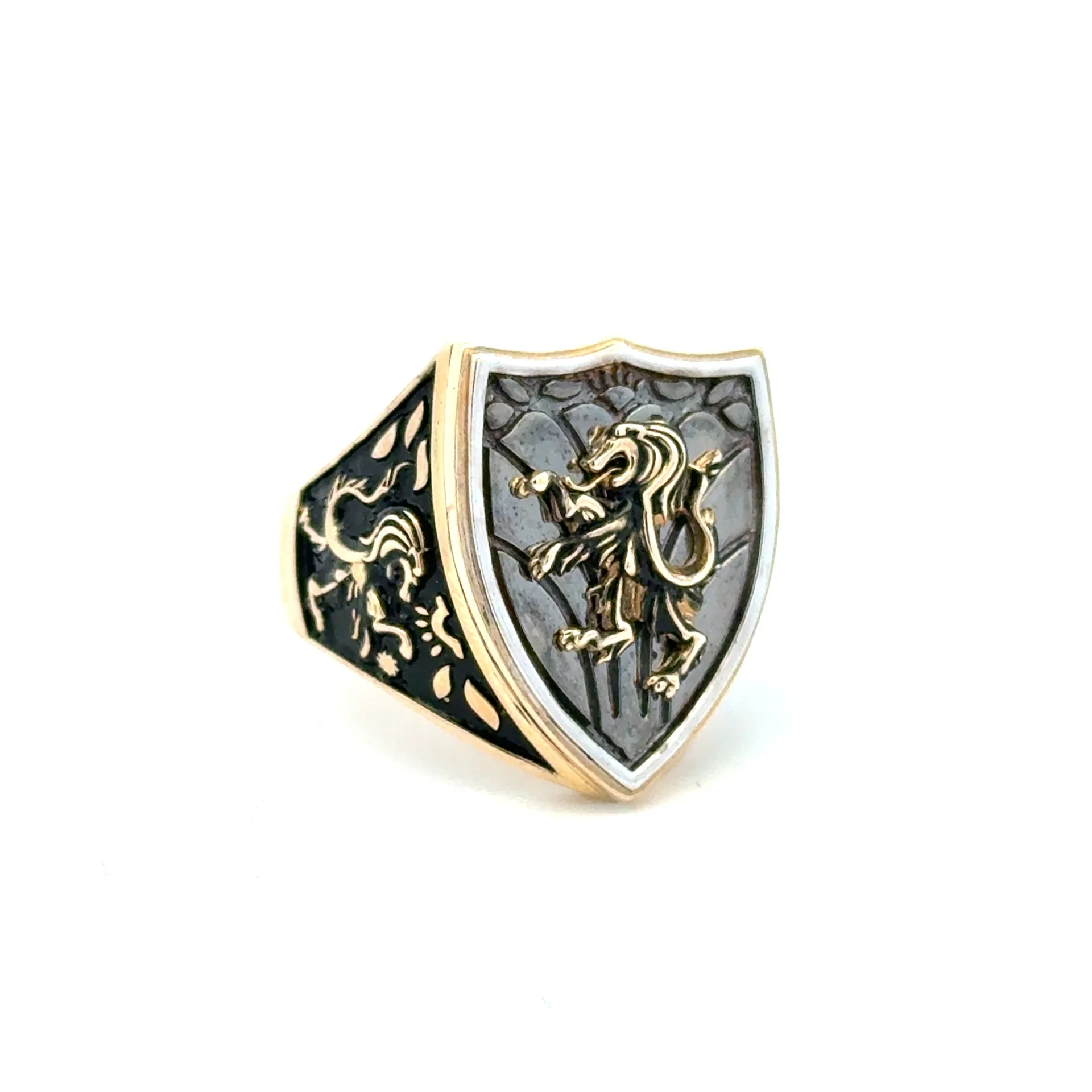Ring Big Colored Shield and Rampant Lions 11 6mm 10K - Image 3
