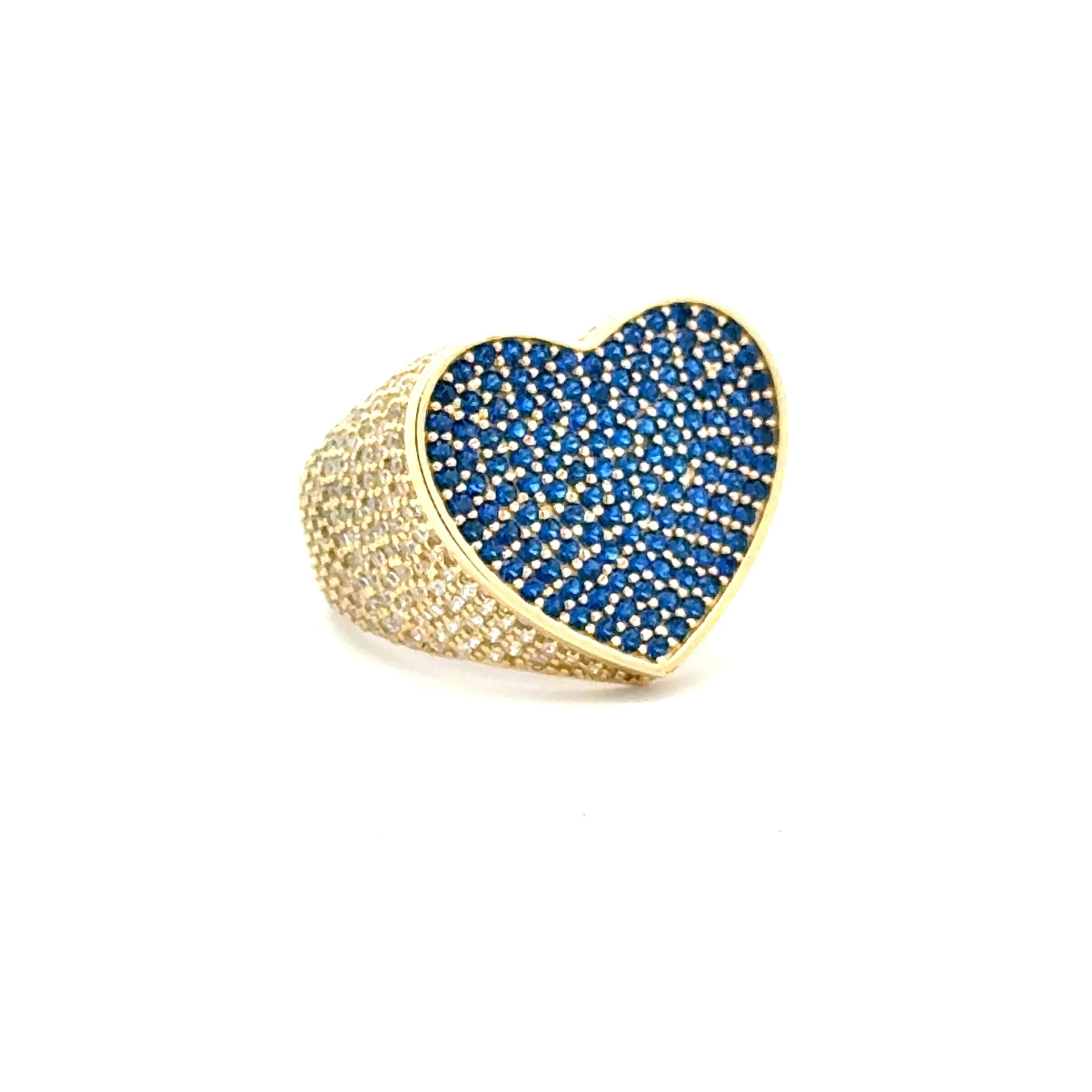 Ring CZ-Iced Big Blue Heart 9 4mm 10K - Image 3
