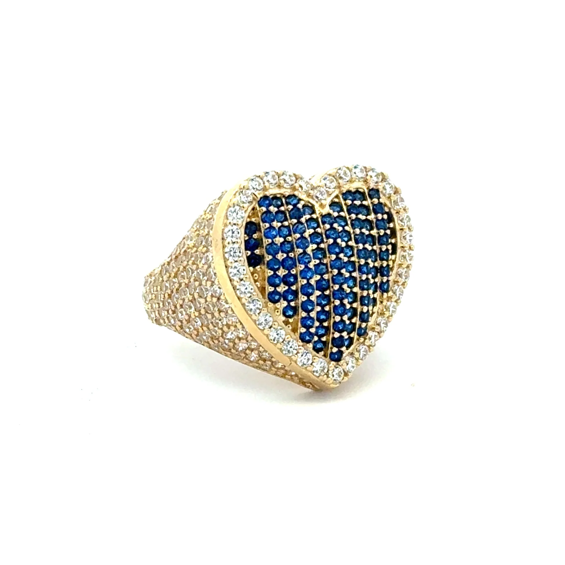Ring CZ-Iced Big Blue Puff Heart 9.5 3mm 10K - Image 3