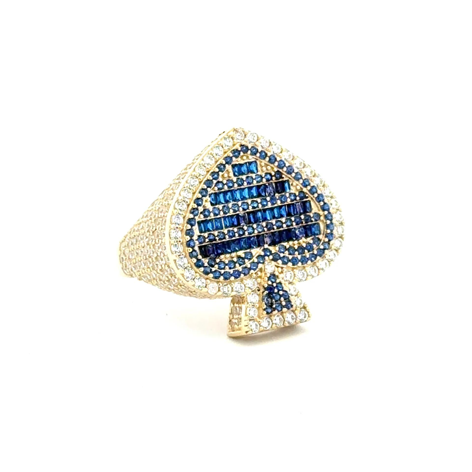 Ring CZ-Iced Big Blue Spades 11 3.5mm 10K - Image 2