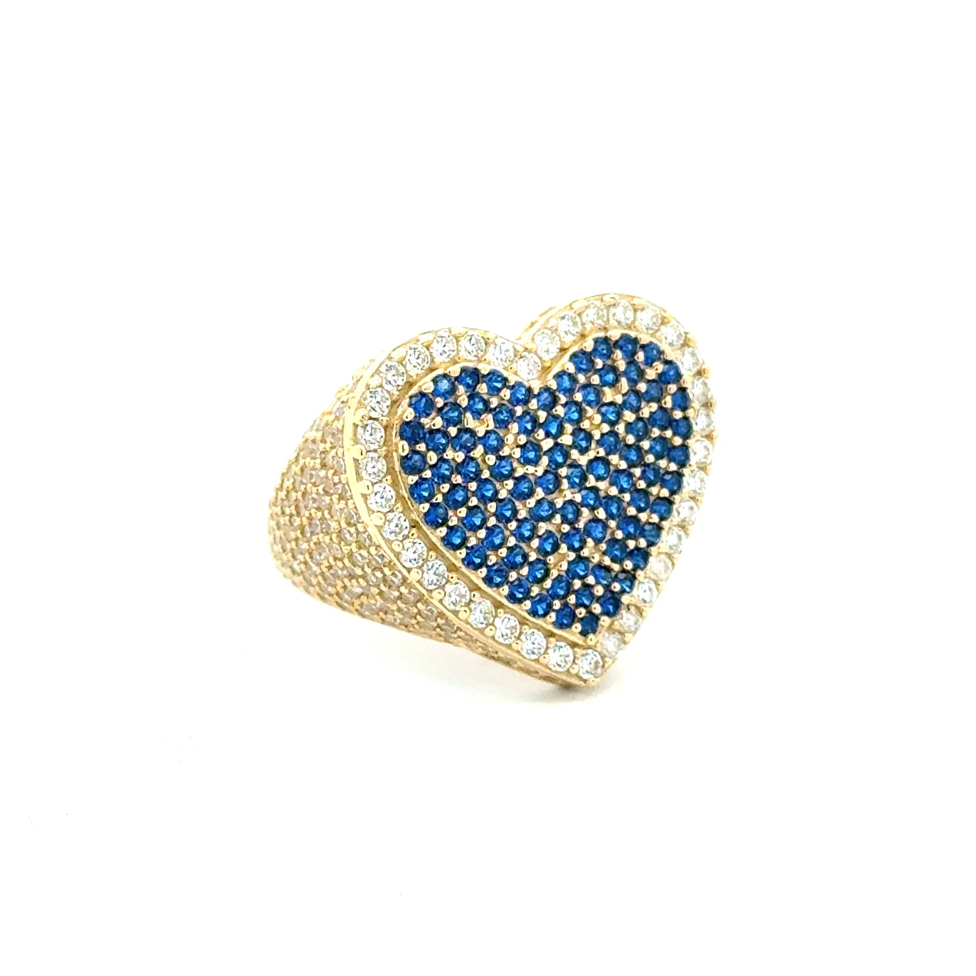 Ring CZ-Iced Big Blue Stepped Heart 7.5 3mm 10K - Image 5