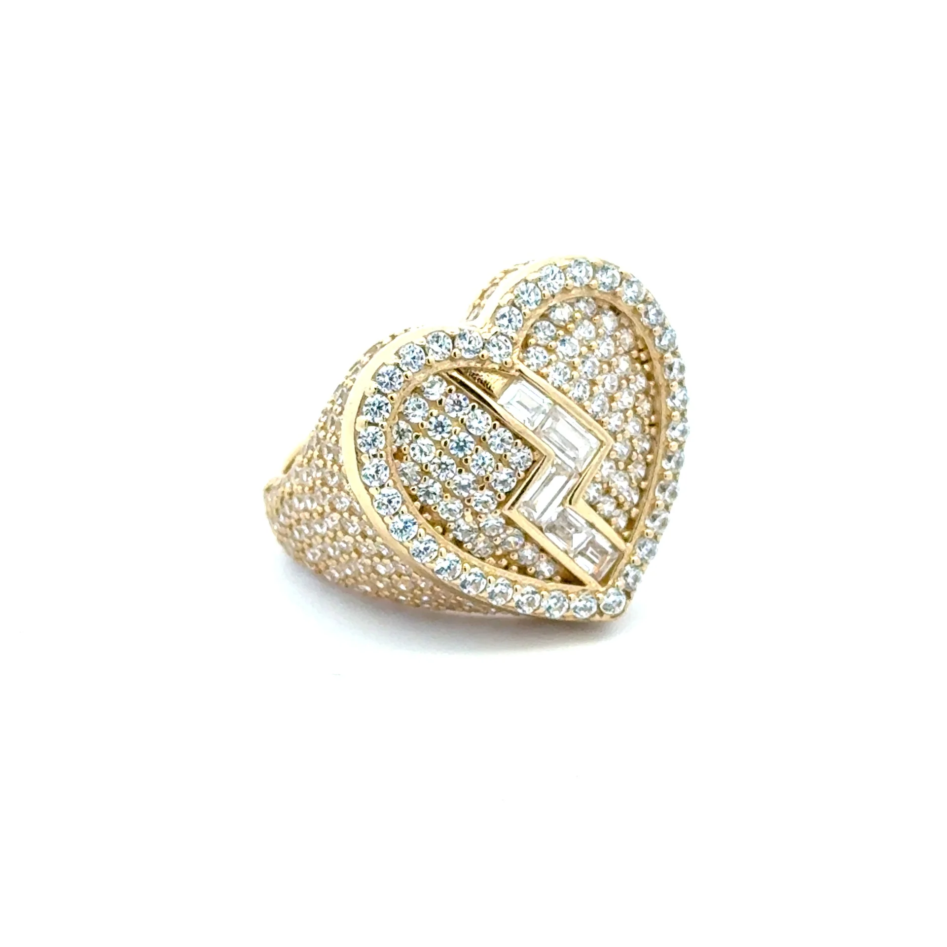 Ring CZ-Iced Big Broken Heart 9 3mm 10K - Image 3