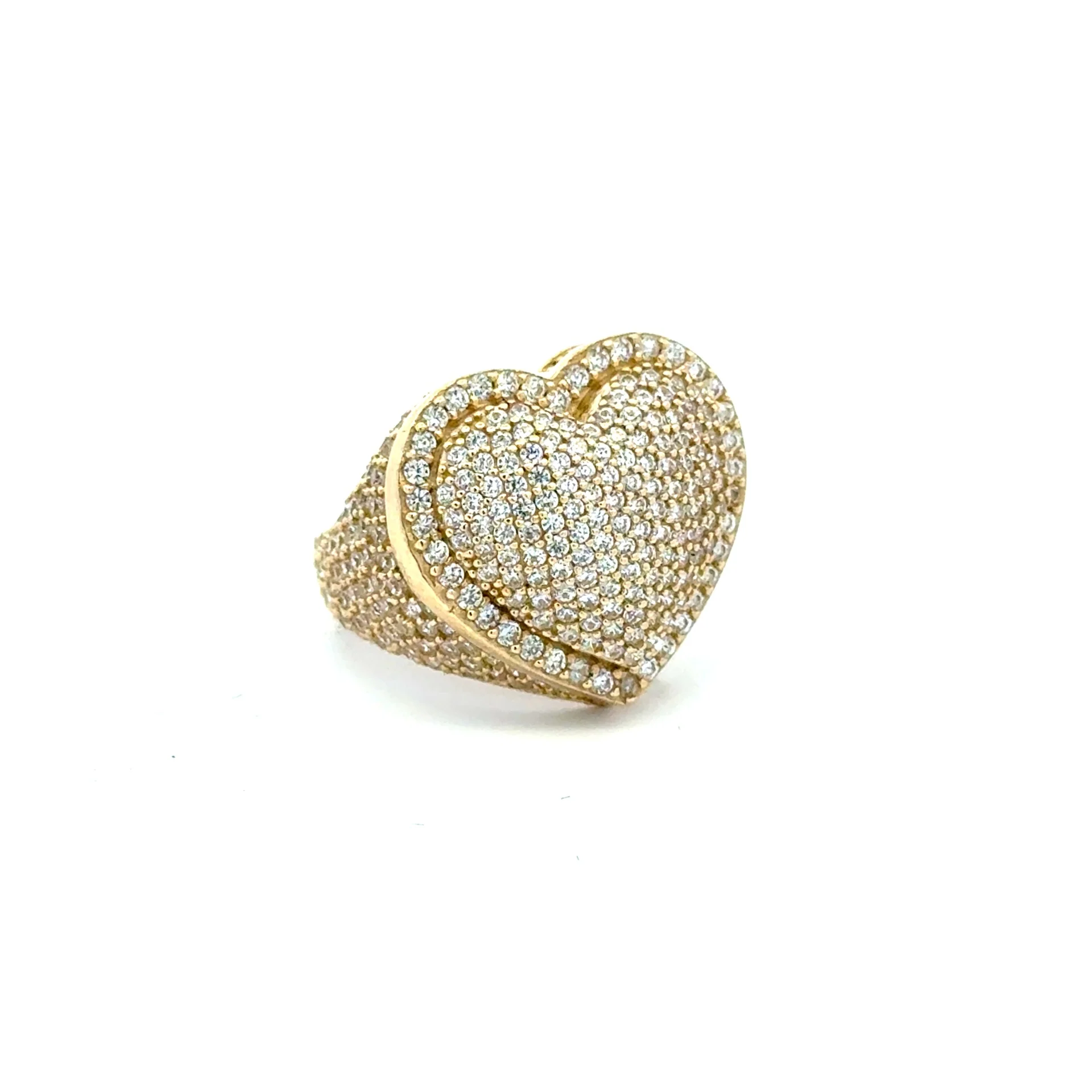 Ring CZ-Iced Big Puff Heart 7 3.5mm 10K