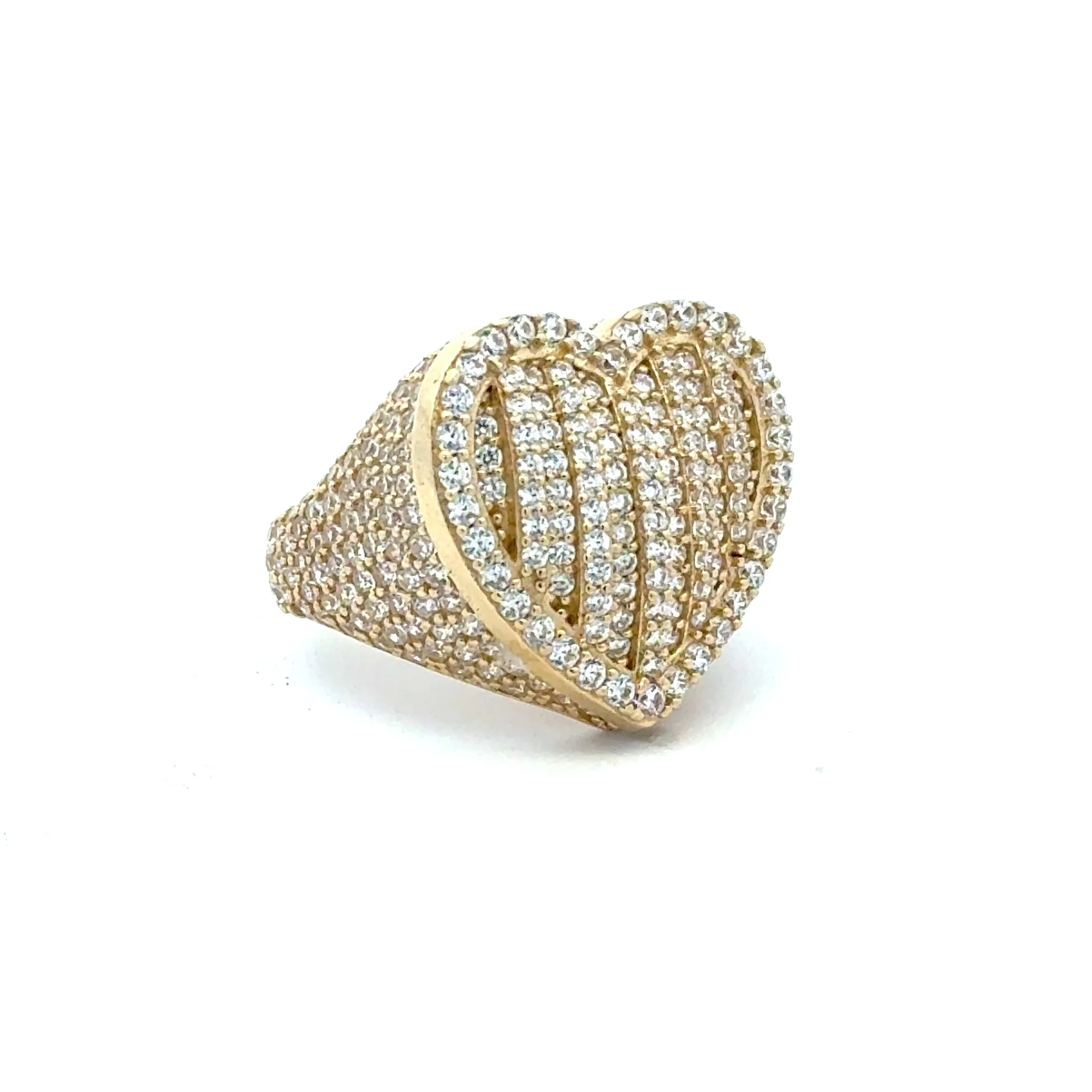 Ring CZ-Iced Big Puff Heart 7.5 3mm 10K - Image 3