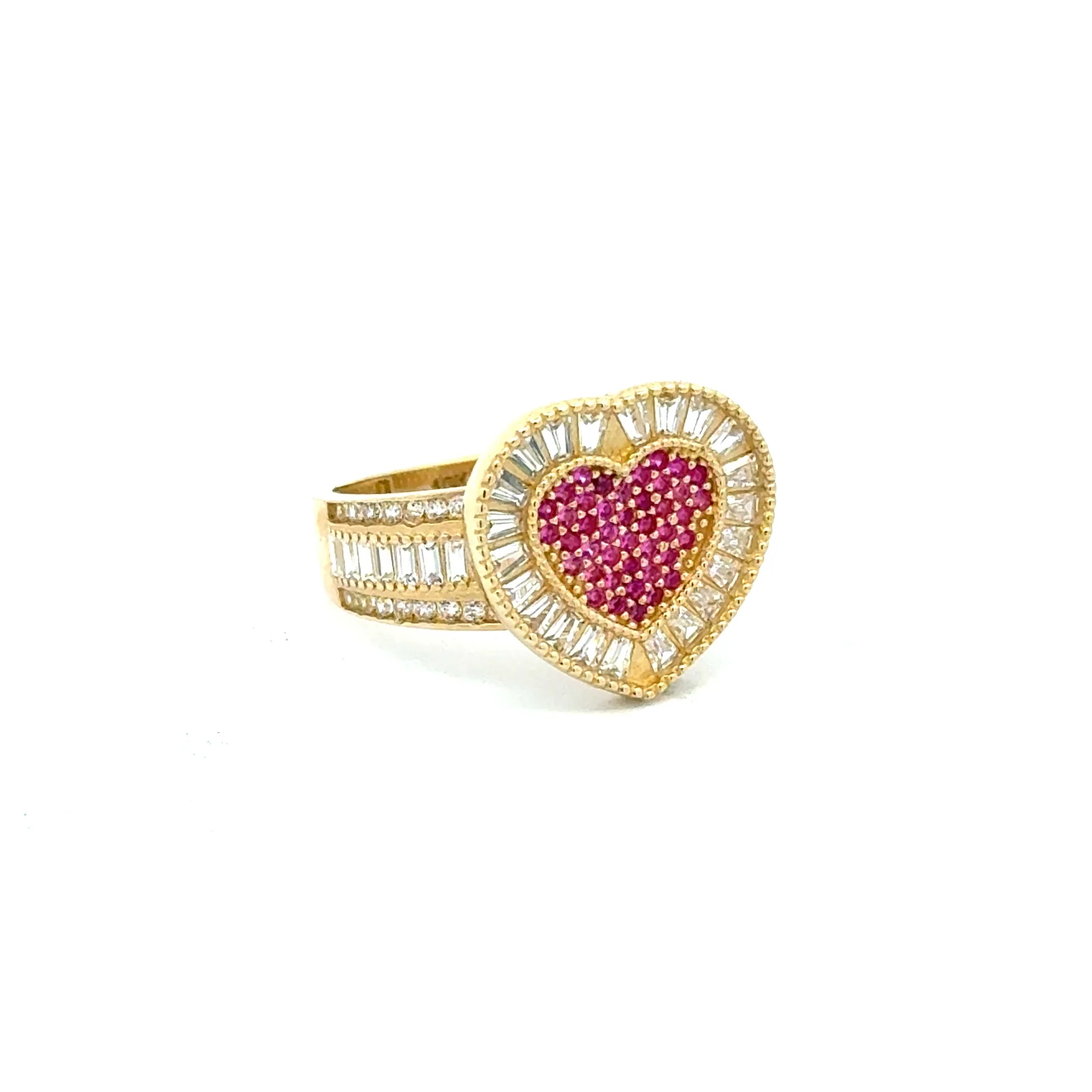 Ring CZ-Iced with Multistone Pink Heart 7 3mm 10K - Image 3