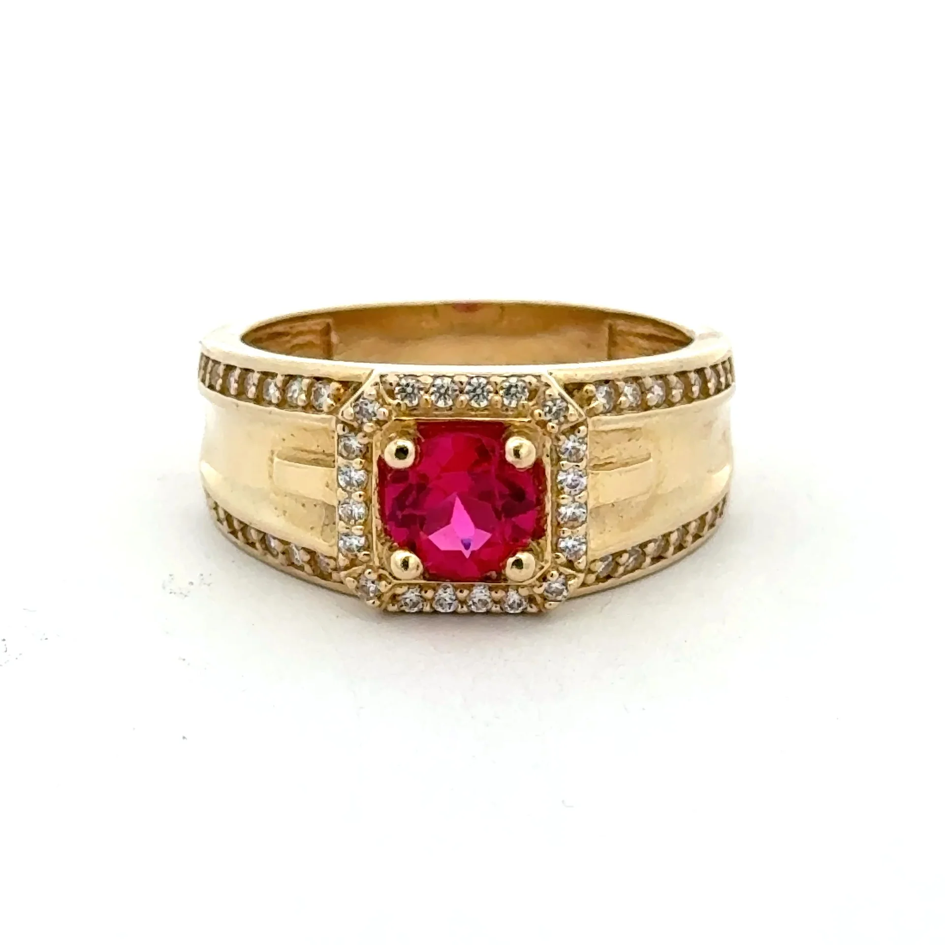 Ring DBL Channel-Set CZ & Halo Wine Round Stone 11 4.5mm 10K - Image 2