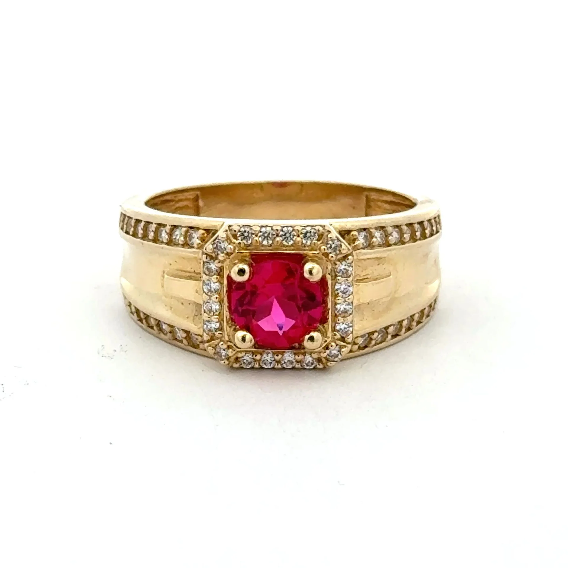 Ring DBL Channel-Set CZ & Halo Wine Round Stone 11 4.5mm 10K - Image 4