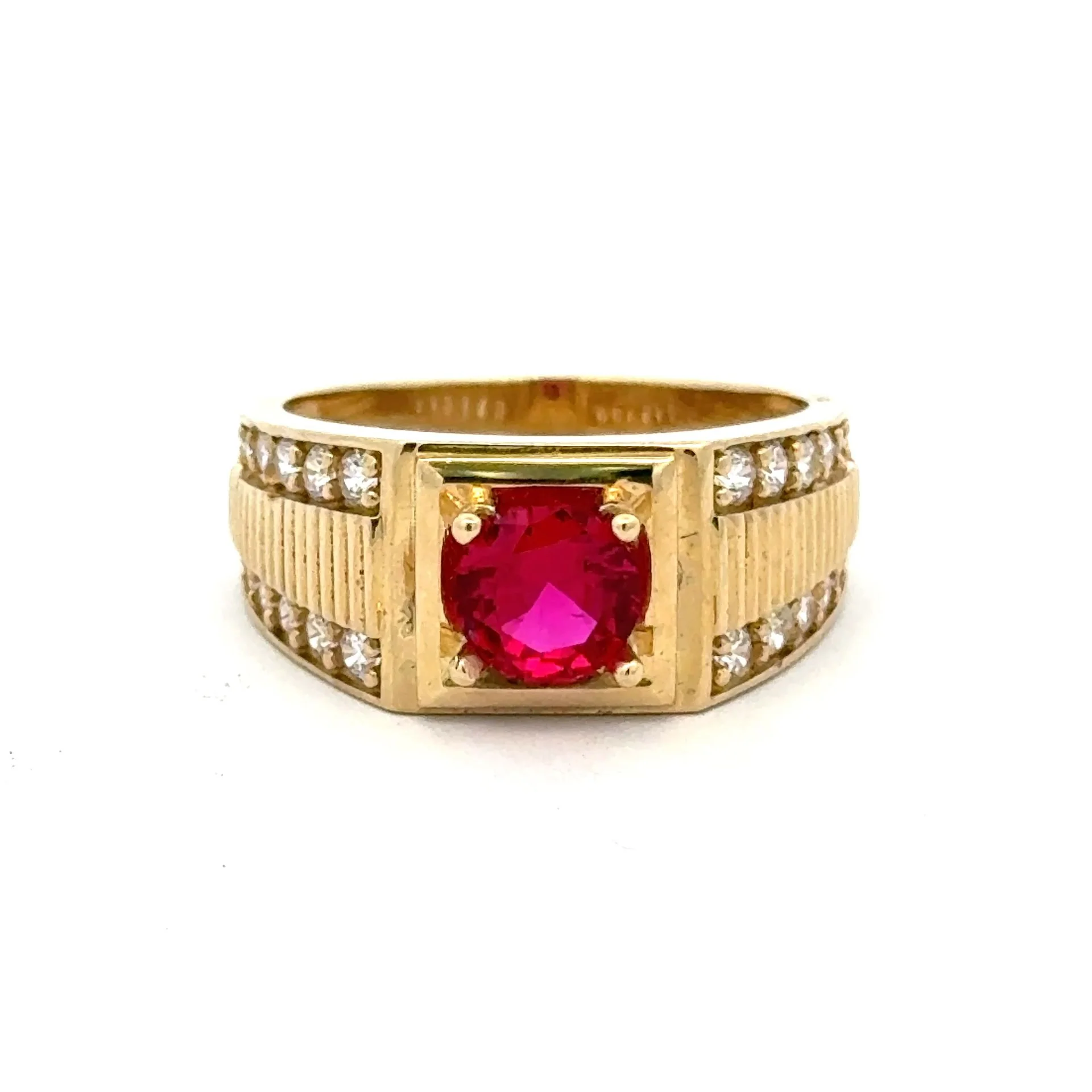 Ring DBL Channel-Set CZ & Wine Round Stone 11 4.5mm 10K - Image 6