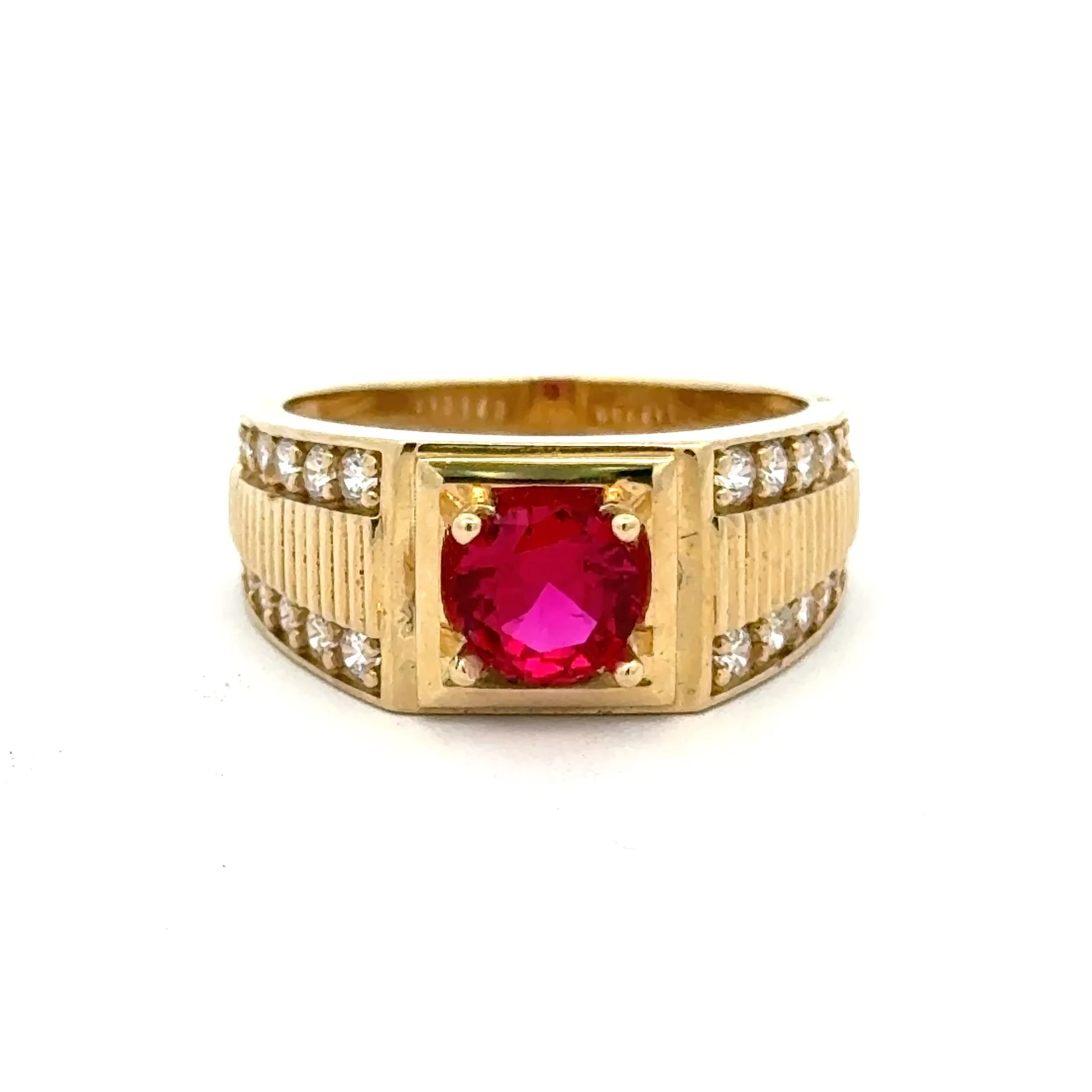 Ring DBL Channel-Set CZ & Wine Round Stone 11 4.5mm 10K - Image 7