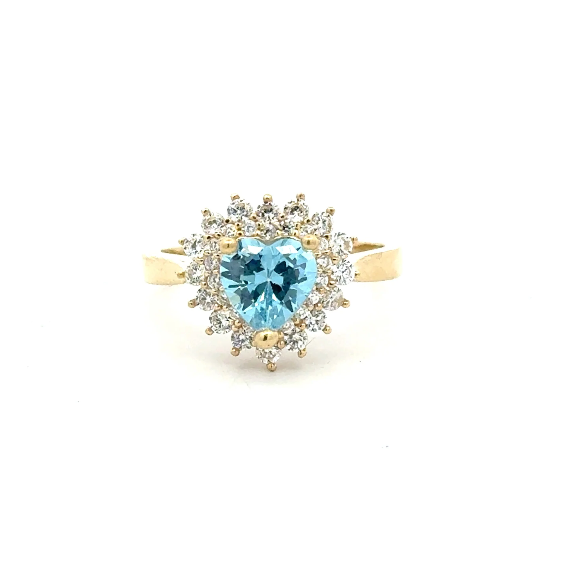Ring Floral Women Blue Heart Stone 7 1.5mm 10K - Image 2