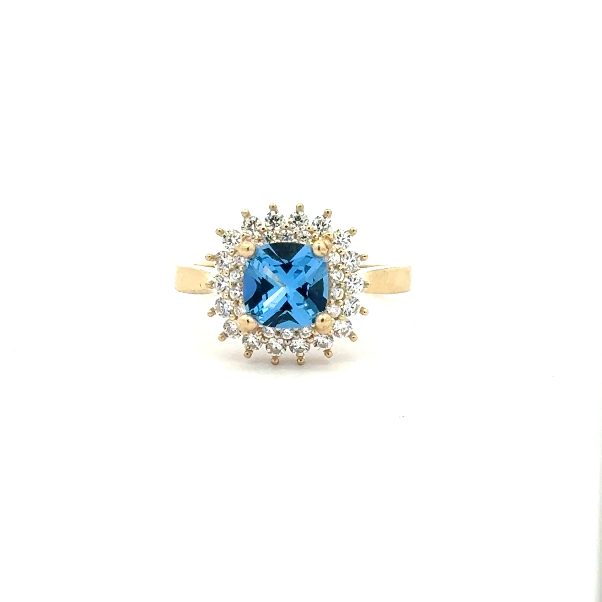 Ring Floral Women Blue Square Stone 7 2mm 10K - Image 5
