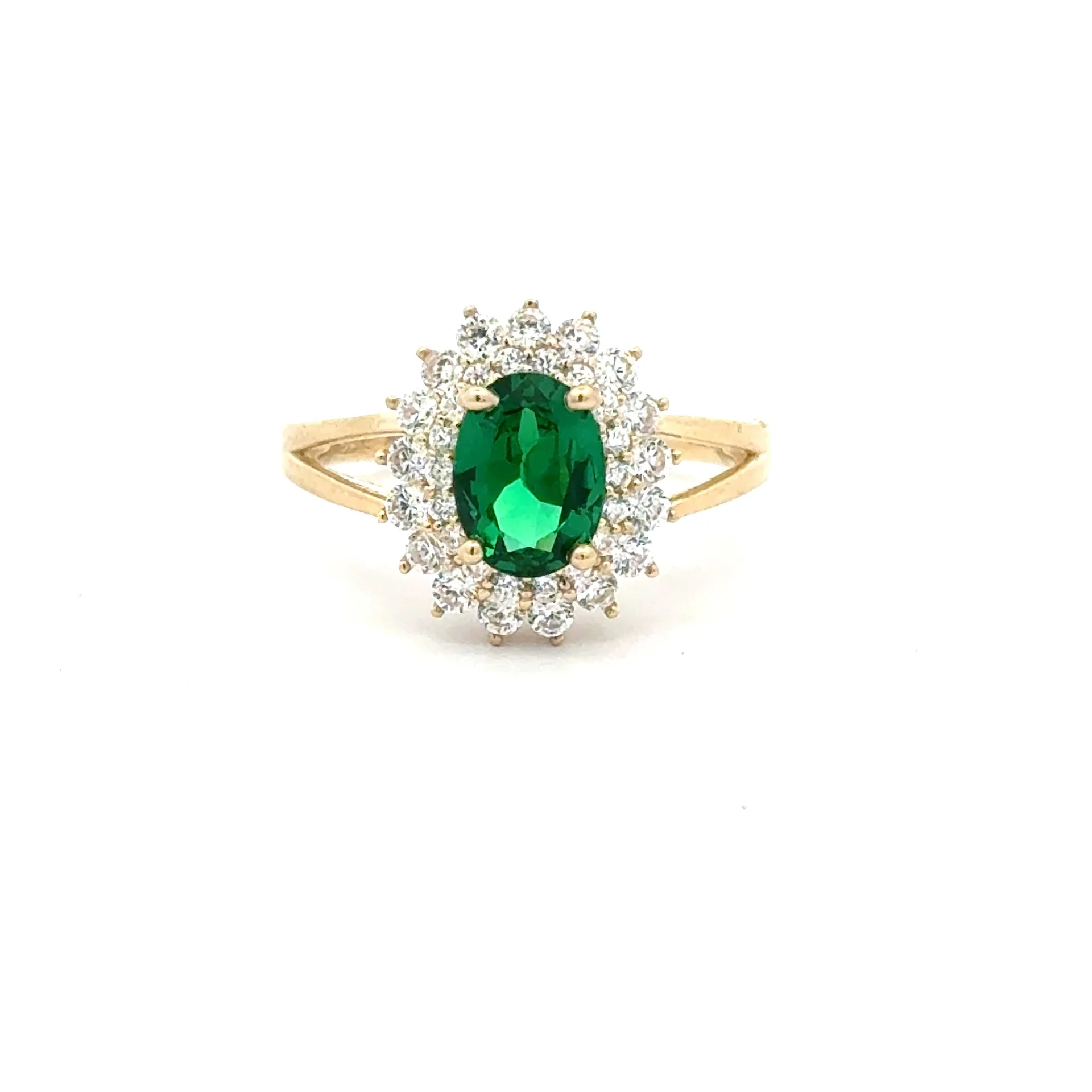 Ring Floral Women Green Oval Stone 7 1.5mm 10K - Image 3