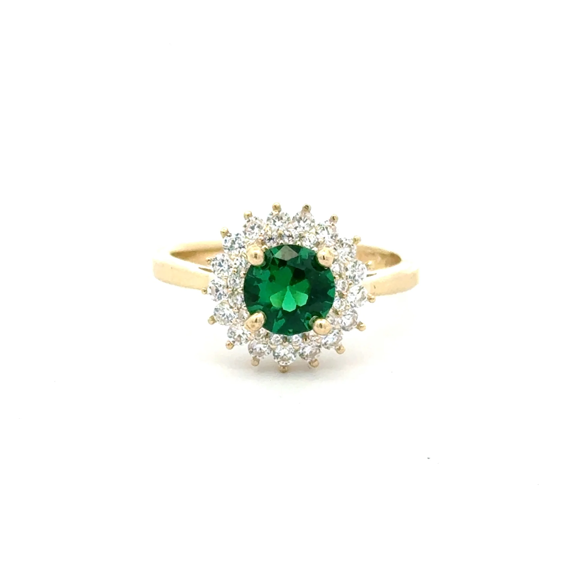 Ring Floral Women Green Round Stone 7 2mm 10K - Image 2