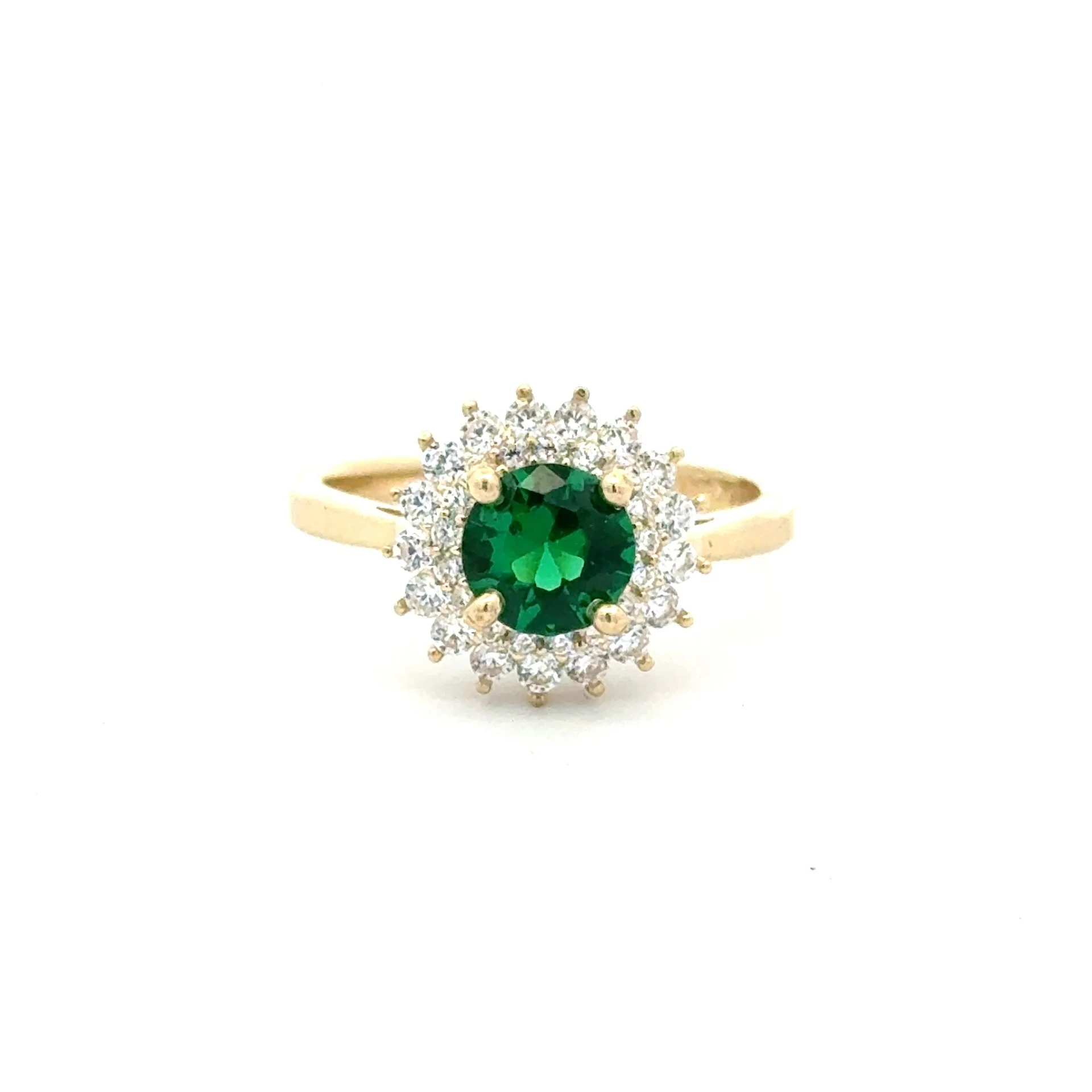 Ring Floral Women Green Round Stone 7 2mm 10K - Image 3