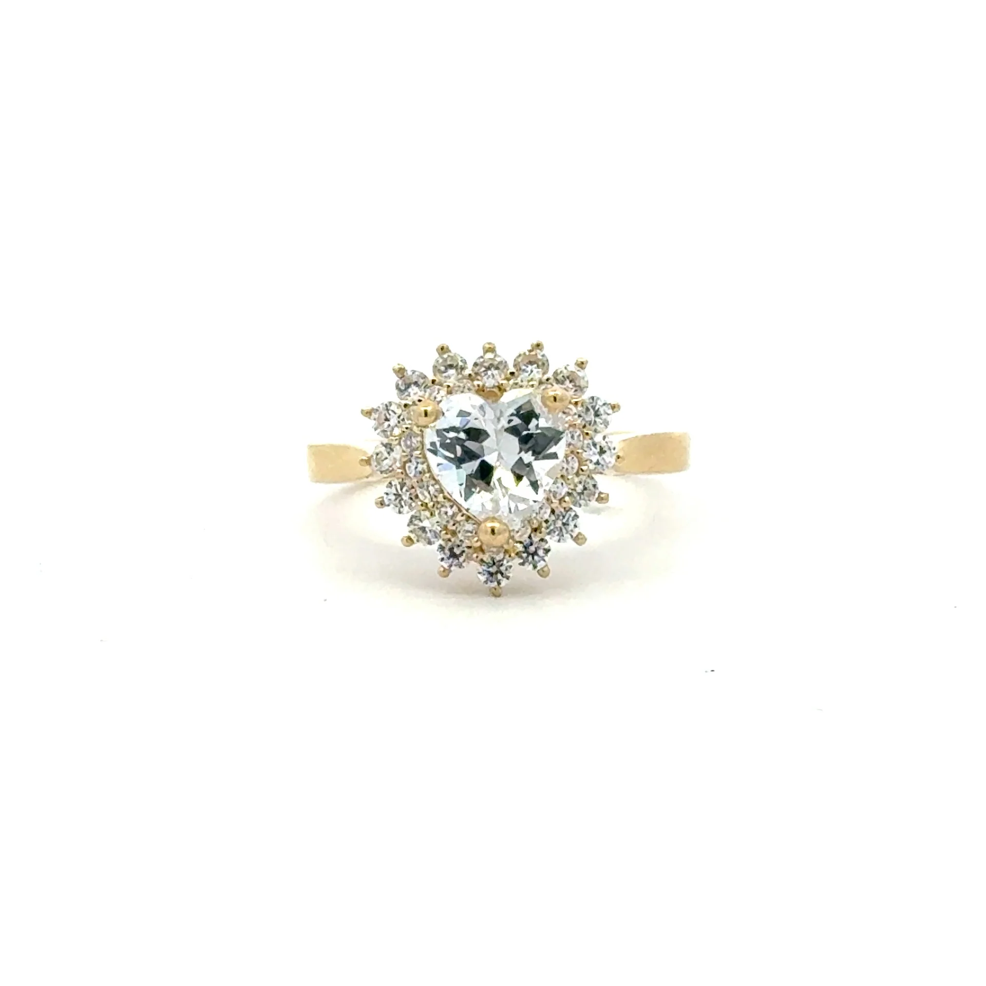 Ring Floral Women Heart Stone 7 2mm 10K