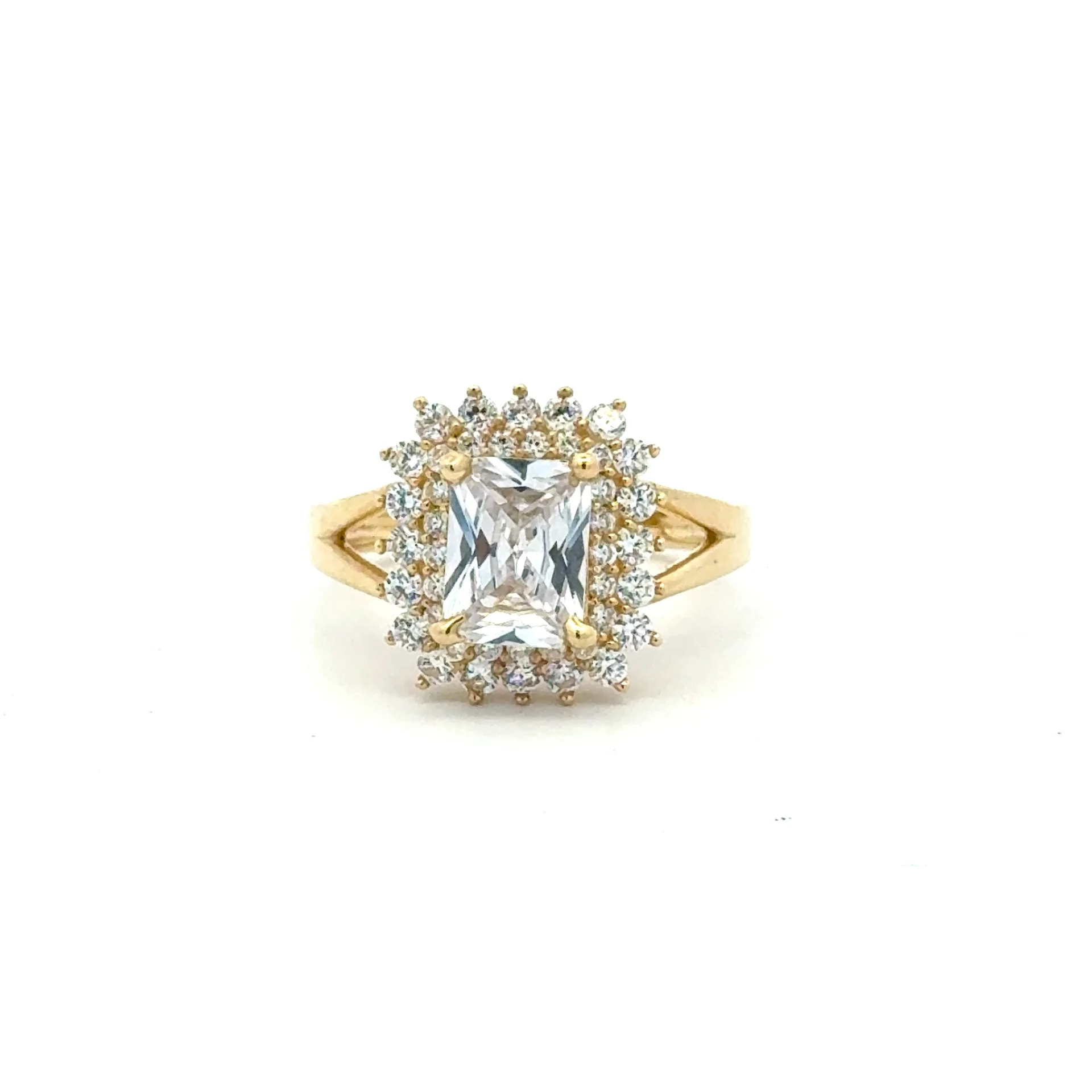 Ring Floral Women Rect Stone 7 2mm 10K - Image 3