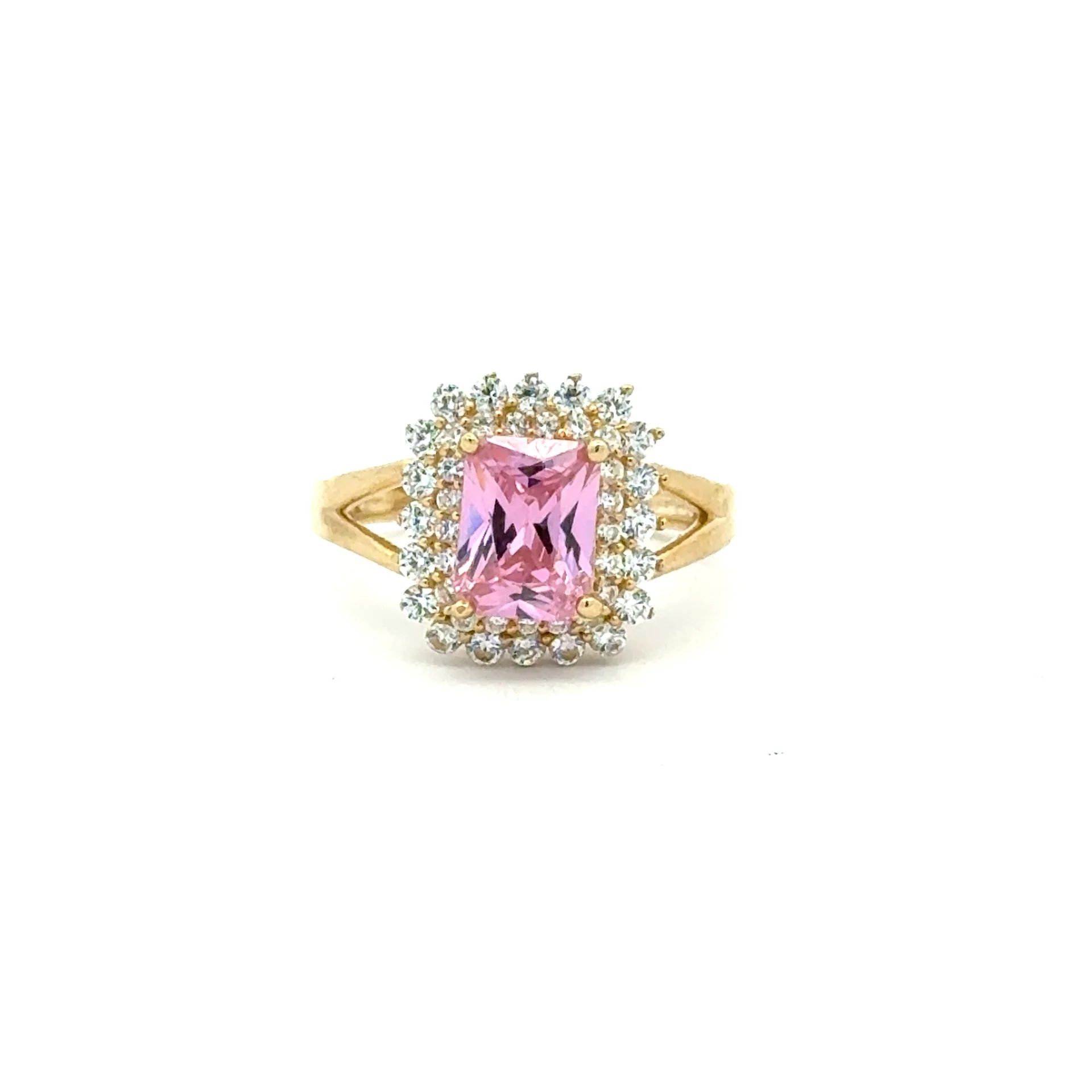 Ring Floral Women Rose Rect Stone 7 2mm 10K