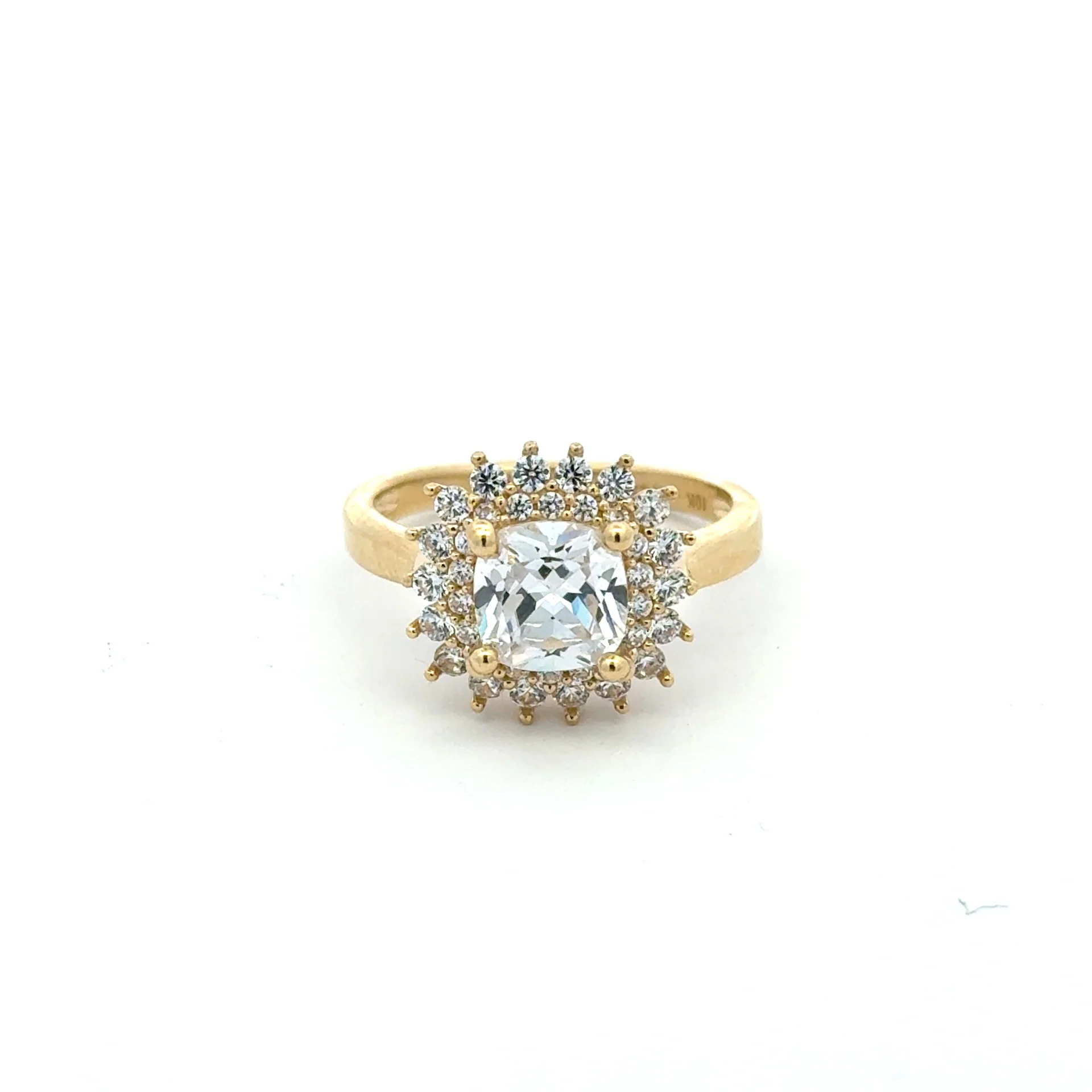 Ring Floral Women Square Stone 7 2mm 10K