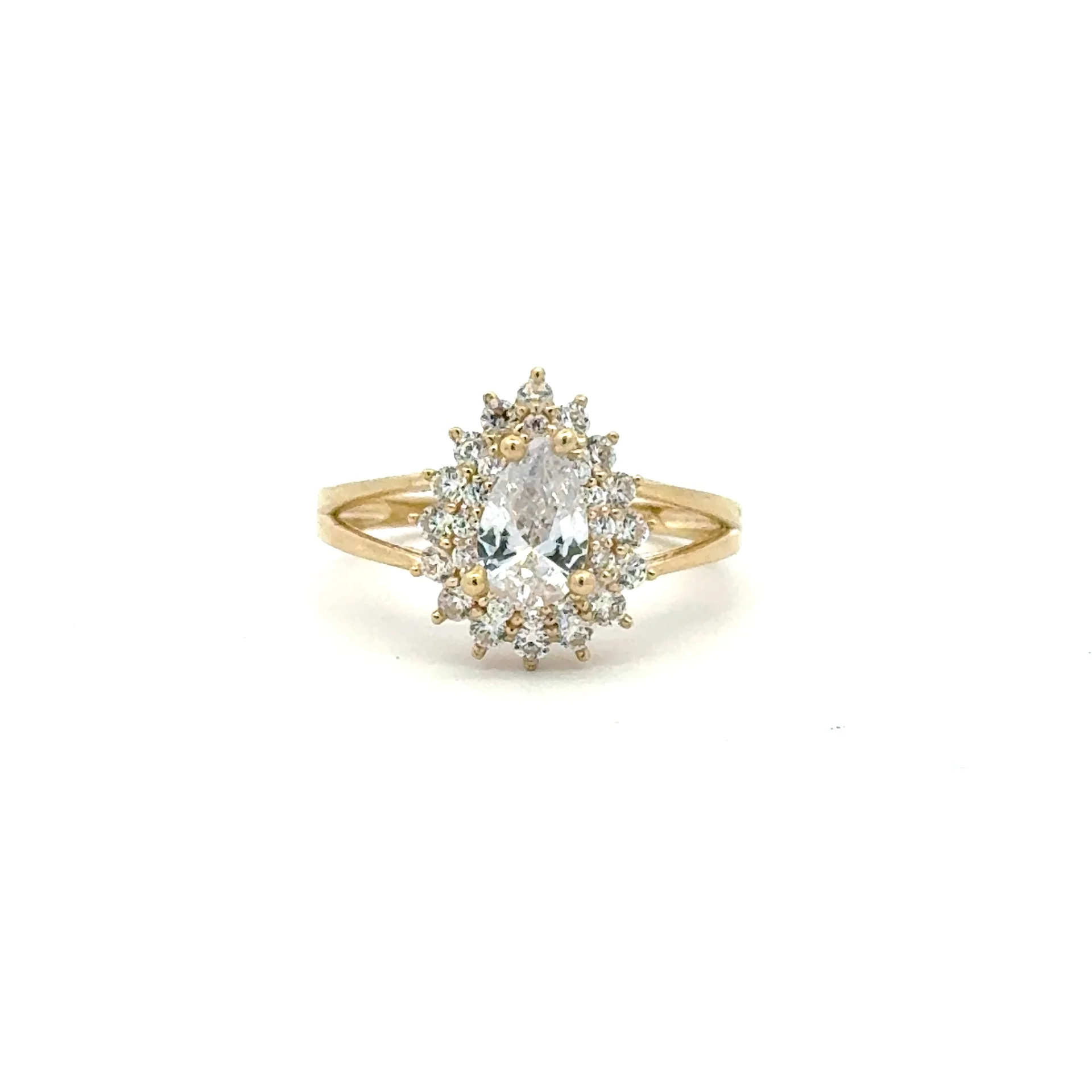 Ring Floral Women Teardrop Stone 6.5 1.5mm 10K - Image 2