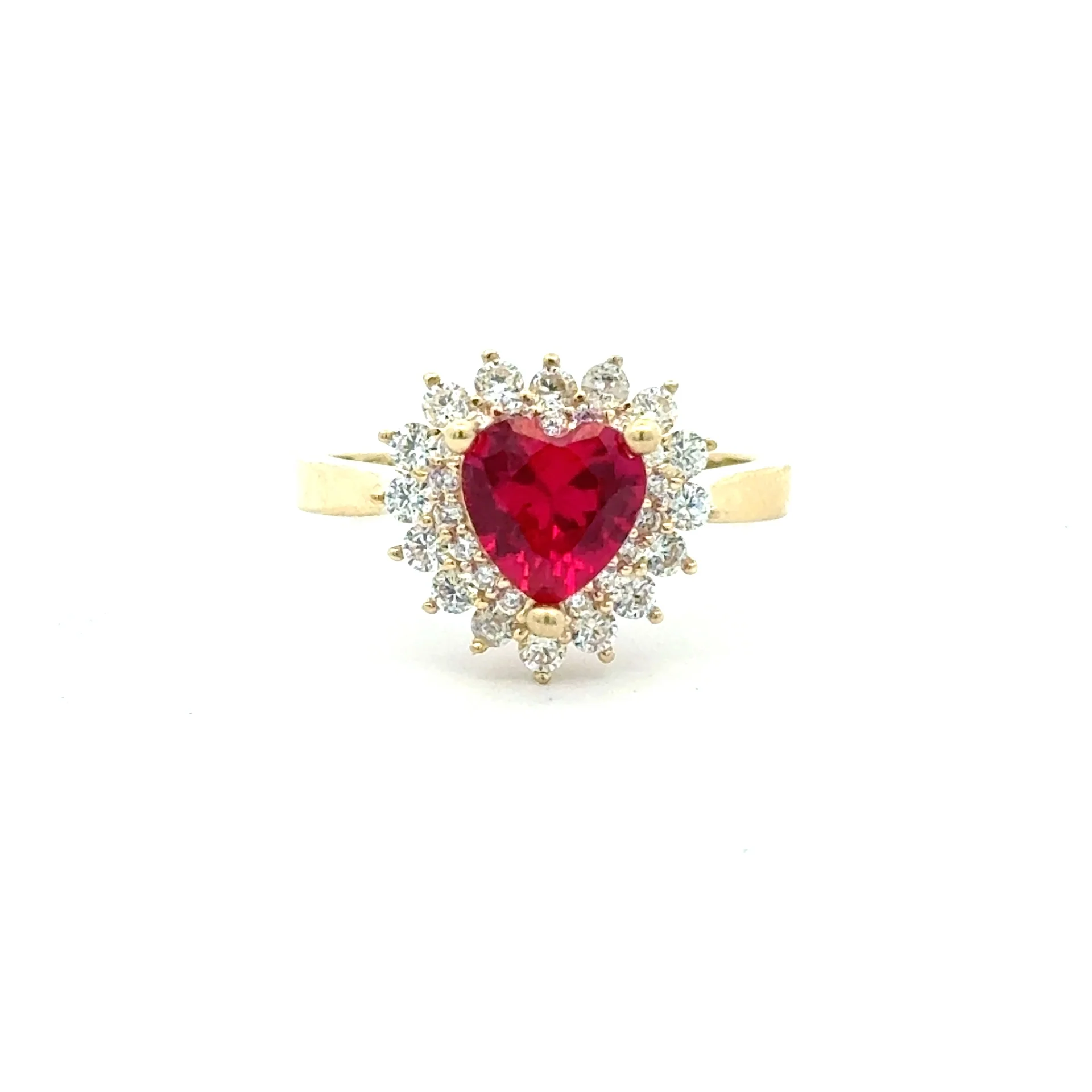 Ring Floral Women Wine Heart Stone 7 2mm 10K