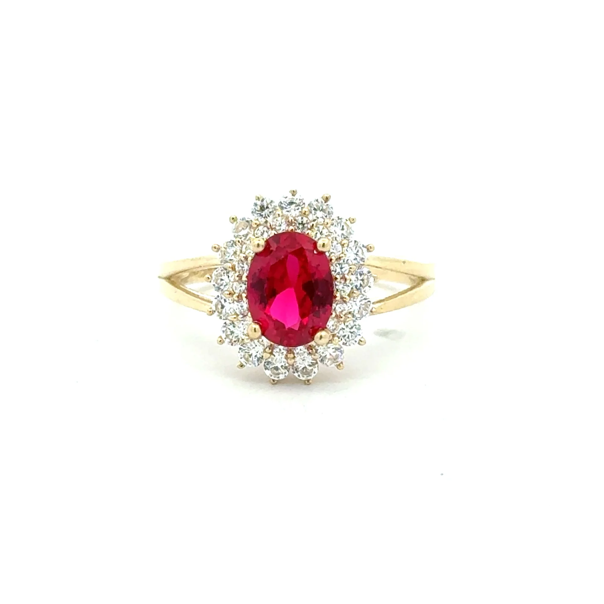 Ring Floral Women Wine Oval Stone 7 2mm 10K - Image 2