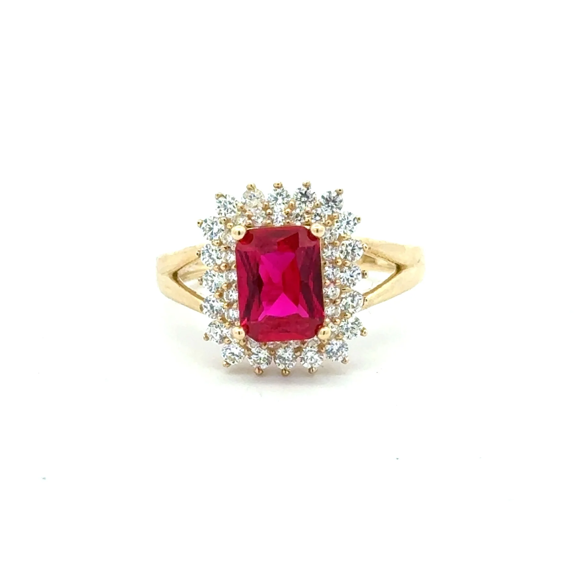 Ring Floral Women Wine Rect Stone 7 2mm 10K - Image 2