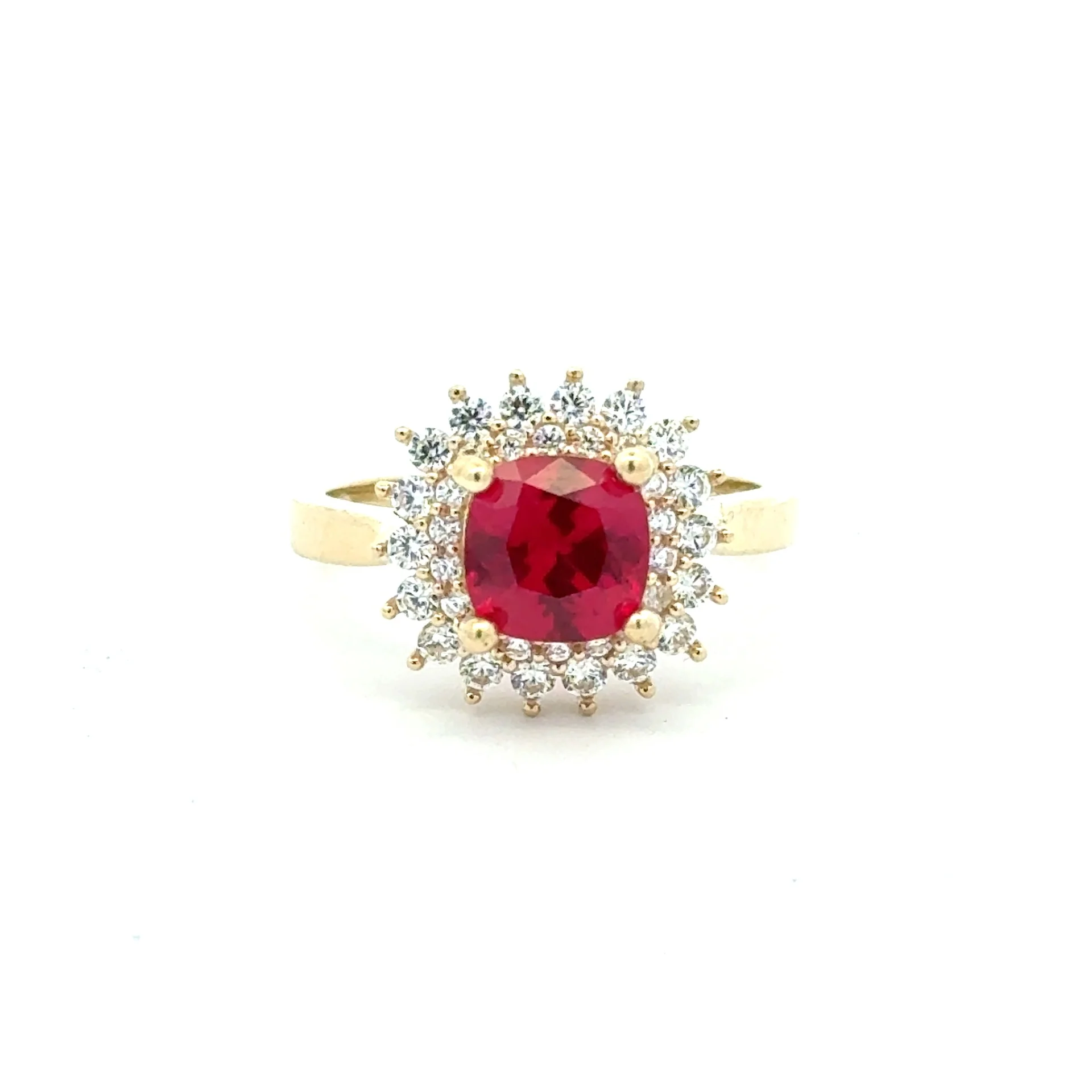 Ring Floral Women Wine Square Stone 7 2mm 10K - Image 2
