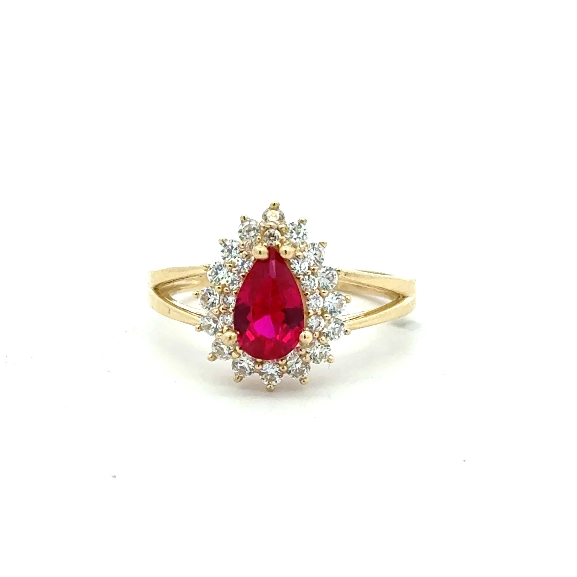 Ring Floral Women Wine Teardrop Stone 6.5 1.5mm 10K - Image 2