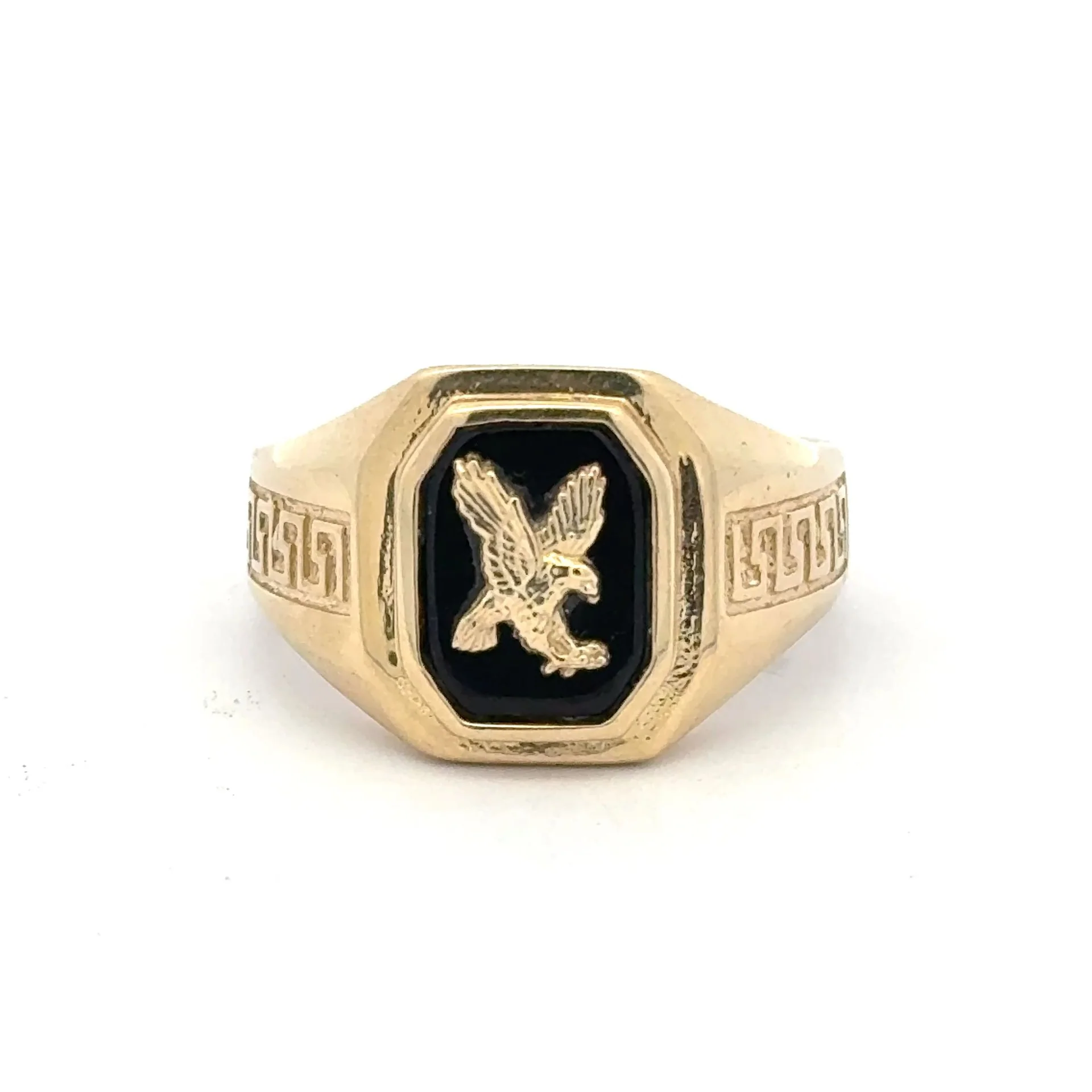 Ring Greek Key and Eagle on Onyx 10.5 4mm 10K - Image 2